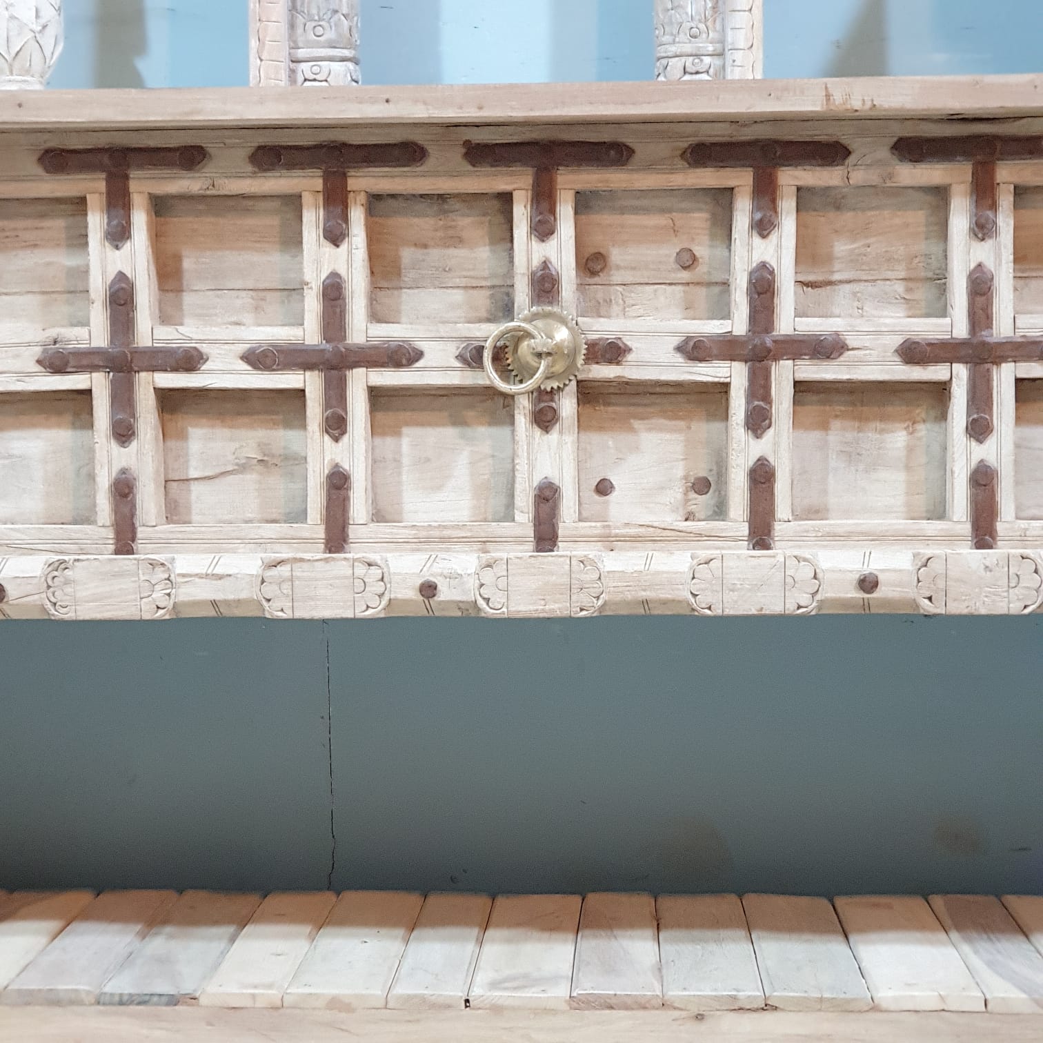 Handmade Solid Hardwood Console Table with Iron Fittings - 71