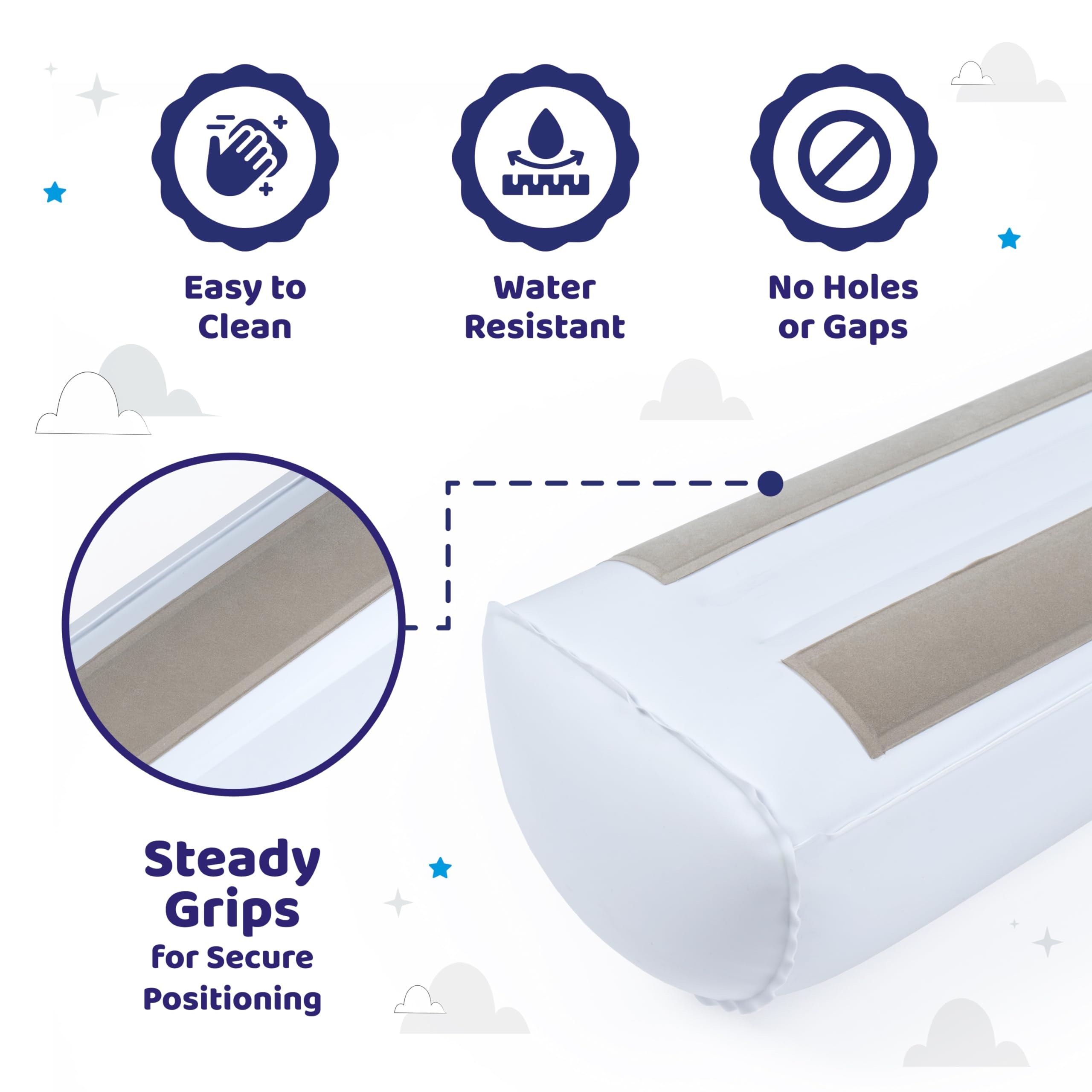 2-Pack Inflatable Bed Rail for Toddlers & Kids - Travel Safe Bed Bumpers - Blow Up Bed Guard for Twin, Full, Queen & King Size Beds - Perfect for Home, Hotels & Road Trips