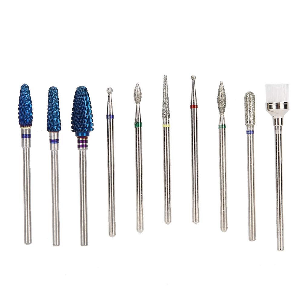 Professional Electric Nail Drill Machine Kit - 10pcs High Efficiency Nail Drill Bits & Grinding Heads for DIY Nail Art, Manicure & Pedicure | Perfect for Home Salon, Professional Nail Technicians & Beauty Enthusiasts | Great for Gel Polish Removal, Acrylic Nails & Nail Extensions