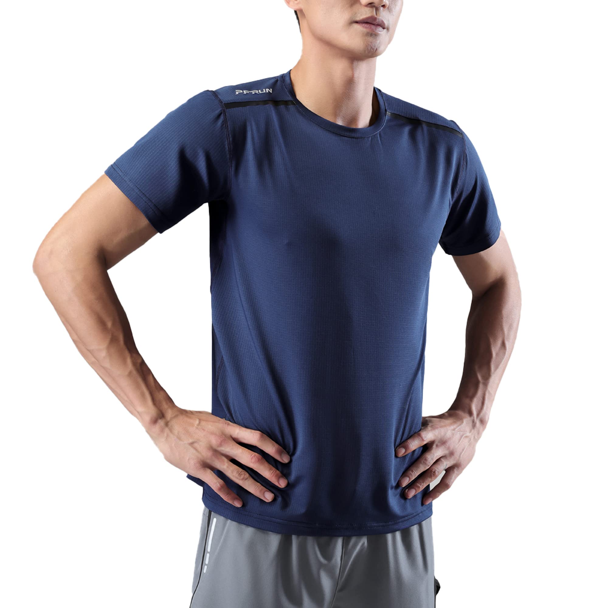 Men's Summer Slim Fit Moisture Wicking Active Athletic Short Sleeve Crew T-Shirt - Breathable Quick Dry Workout Tee for Running, Gym & Outdoor Sports