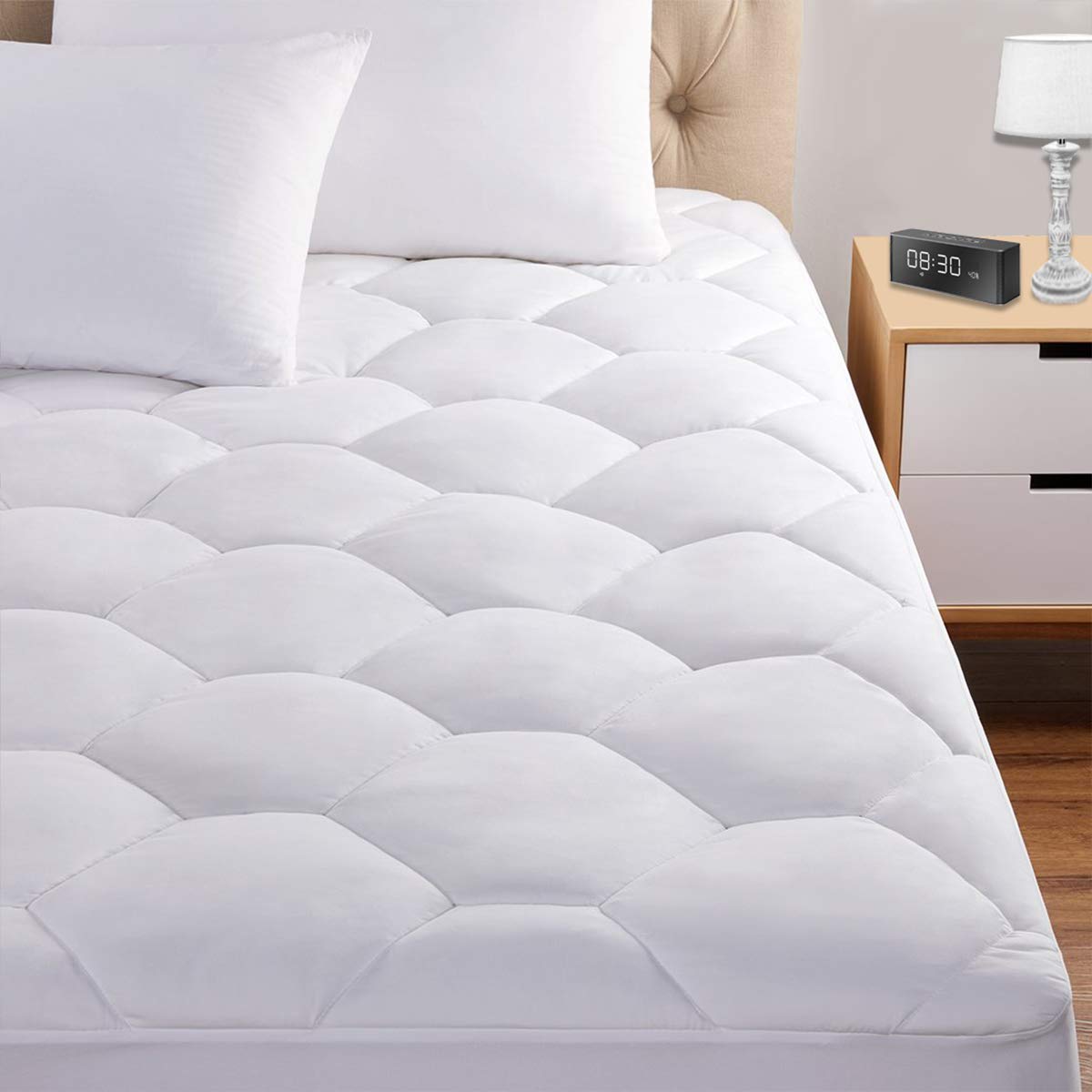 8-21 Inch Deep Pocket Twin Mattress Pad - Ultra Soft Quilted Fitted Topper Cover with Breathable Fabric for Dorm, Home & Hotel Use (White) | Perfect for Guest Rooms, College Dorms & Airbnb Rentals