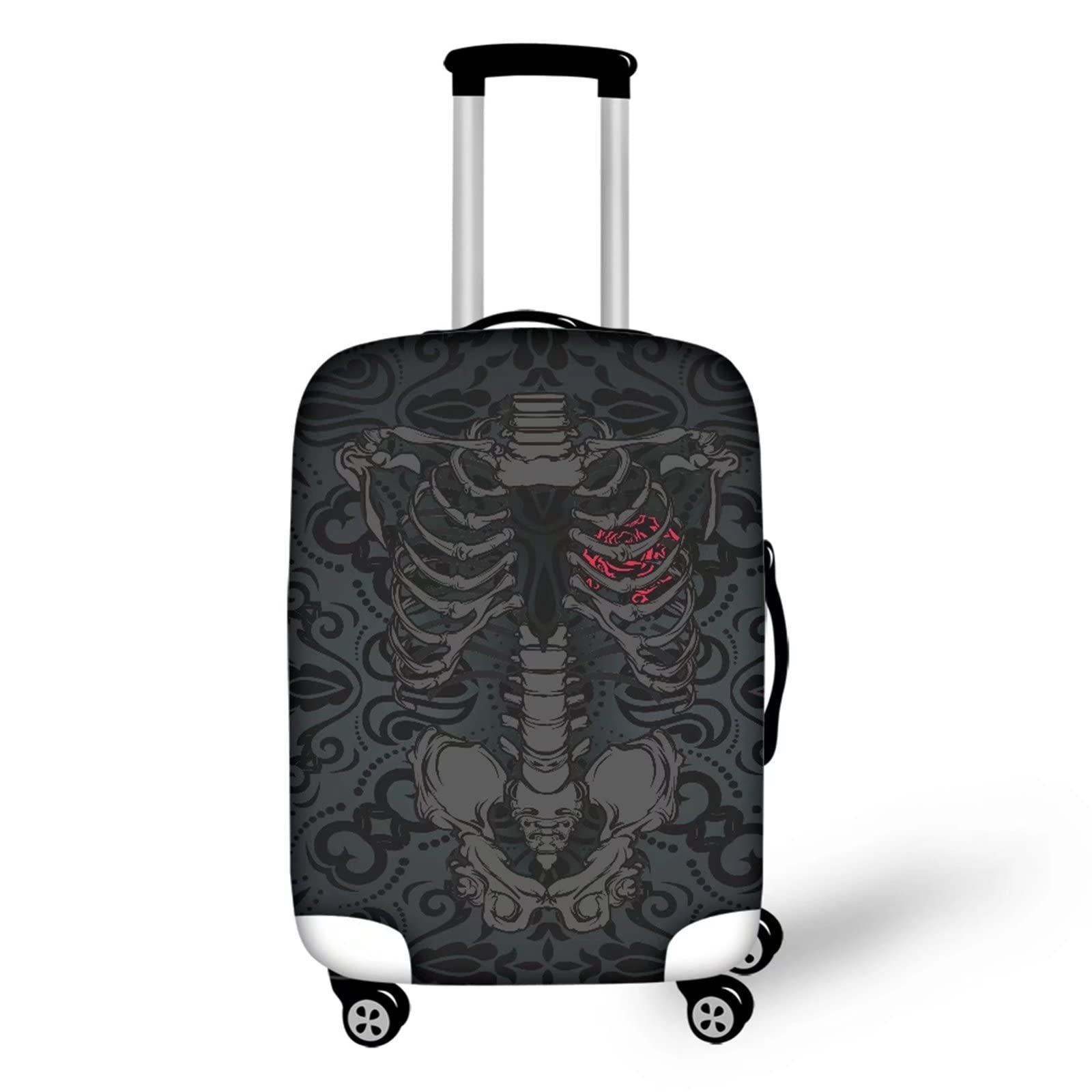 Dreaweet Skull Print Washable Luggage Cover - Black Suitcase Protector for 18-21 Inch Travel Bags | Perfect for Airplane, Train & Cruise Travel Accessories