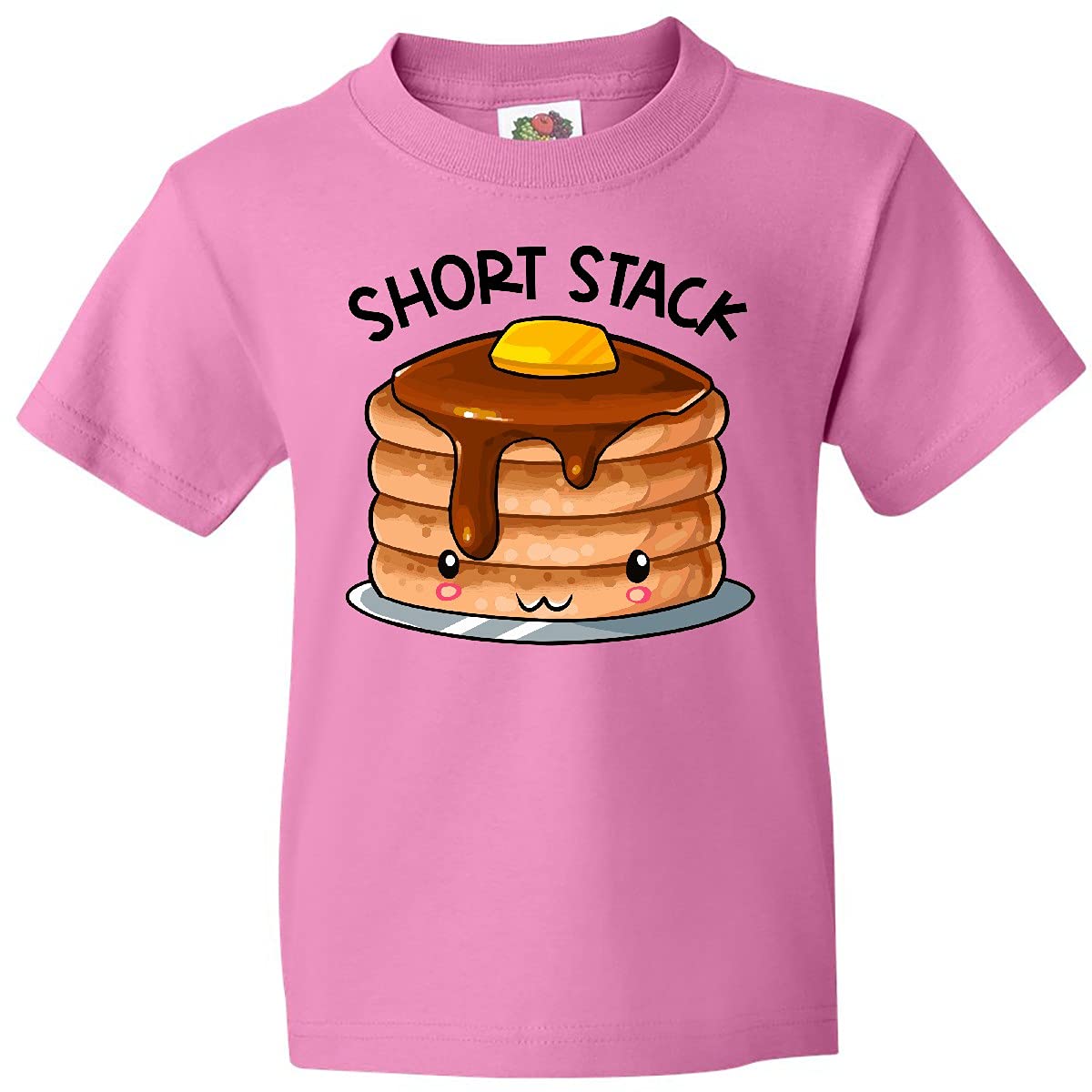 Inktastic Short Stack Cute Pancake Breakfast Youth T-Shirt - Fun Kids Graphic Tee for Breakfast Lovers & Foodies - Perfect for School, Playdates & Family Brunch