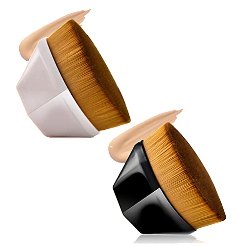 Flat Kabuki Makeup Brush for Foundation - Pink & Black - Perfect for Flawless Base Application