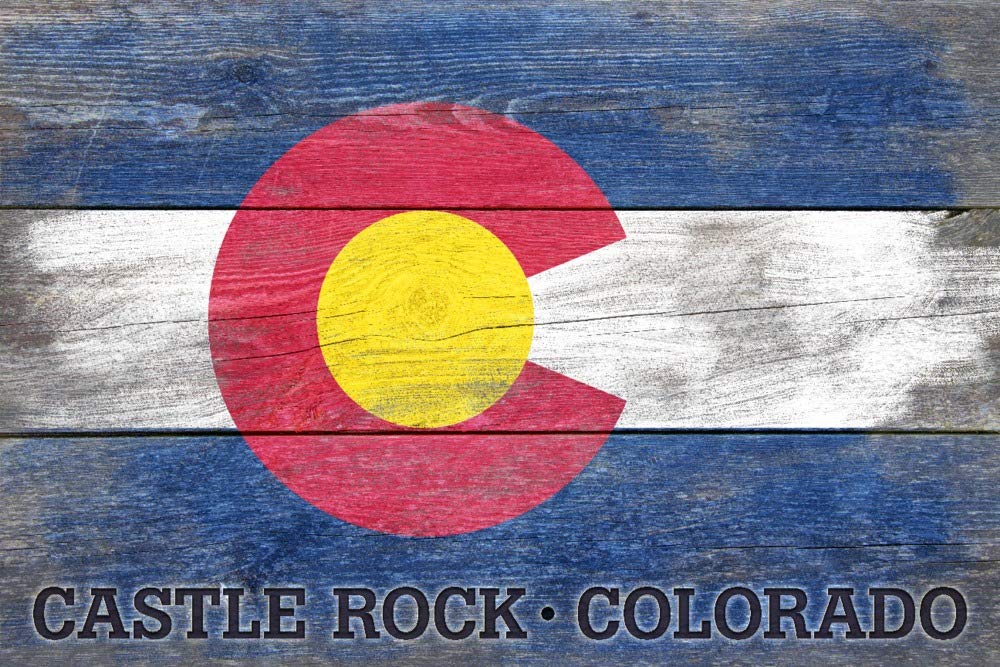 Castle Rock Colorado Rustic State Flag Art Print - 24x36 Signed Wall Decor Poster | Vintage Home Decor, Office & Cabin Wall Art