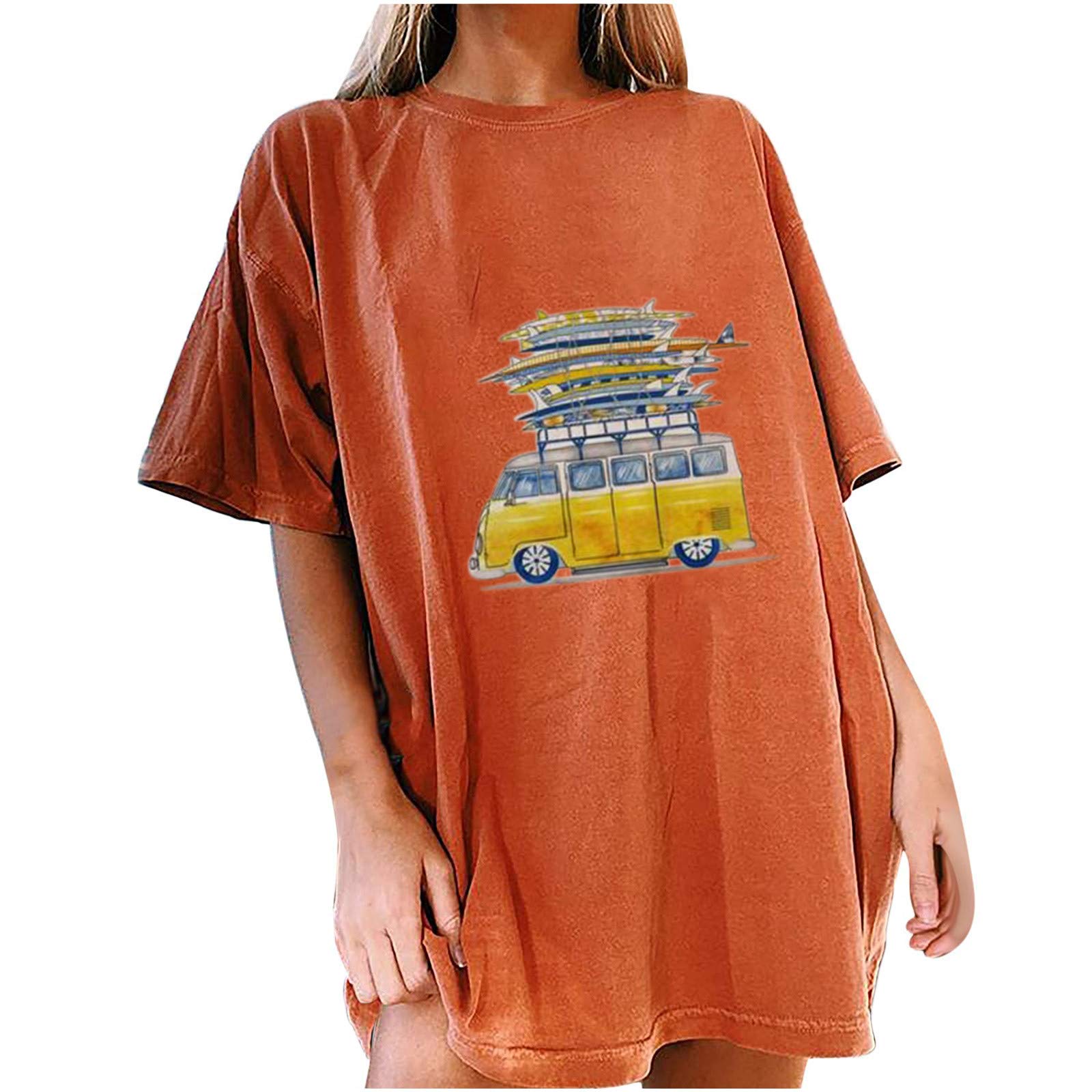 Funny Graphic Tees for Women - Oversized Short Sleeve T-Shirt with Sun and Moon Design | Casual Wear, Street Fashion, Summer Outfits, Gift Idea