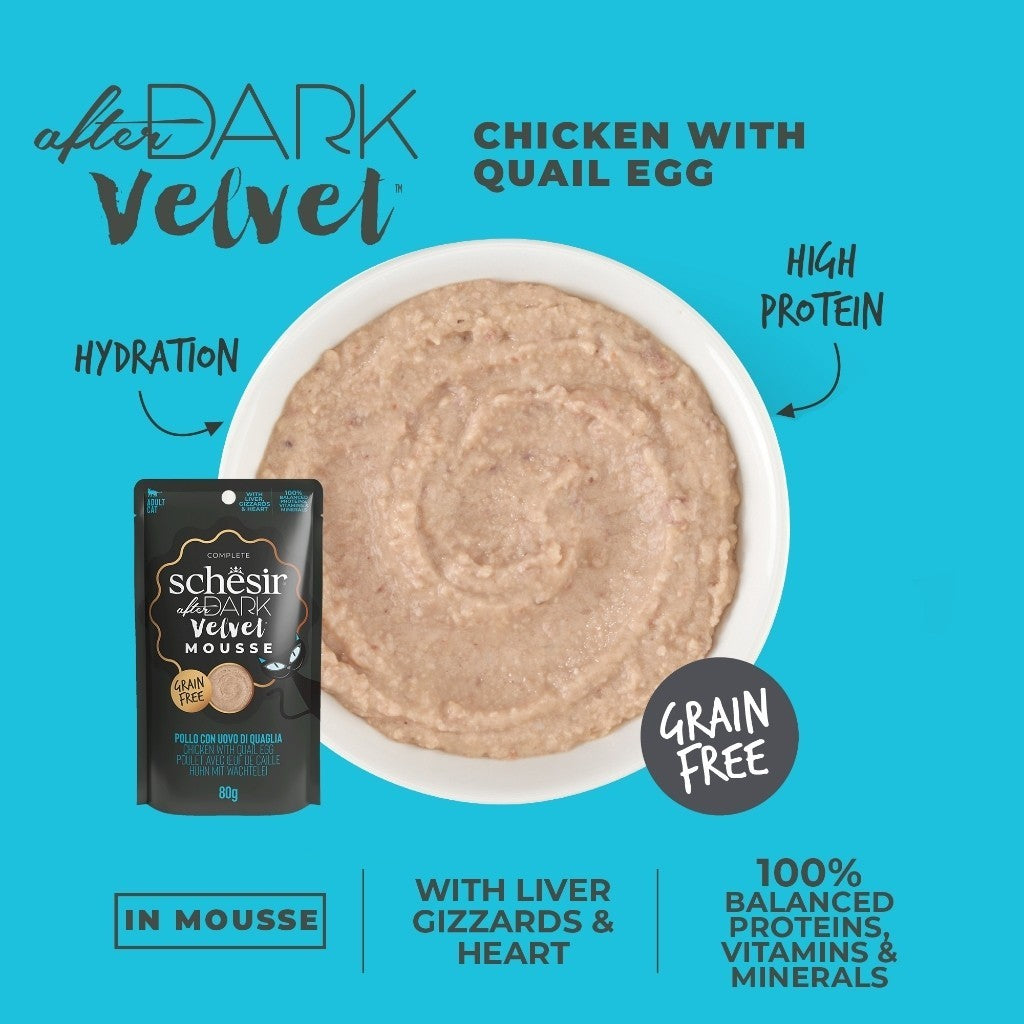 Schesir After Dark Complete & Balanced Wet Cat Food for Adult Cats - 80g, High Protein with Essential Vitamins & Minerals - Perfect for Nighttime Feeding & Weight Management