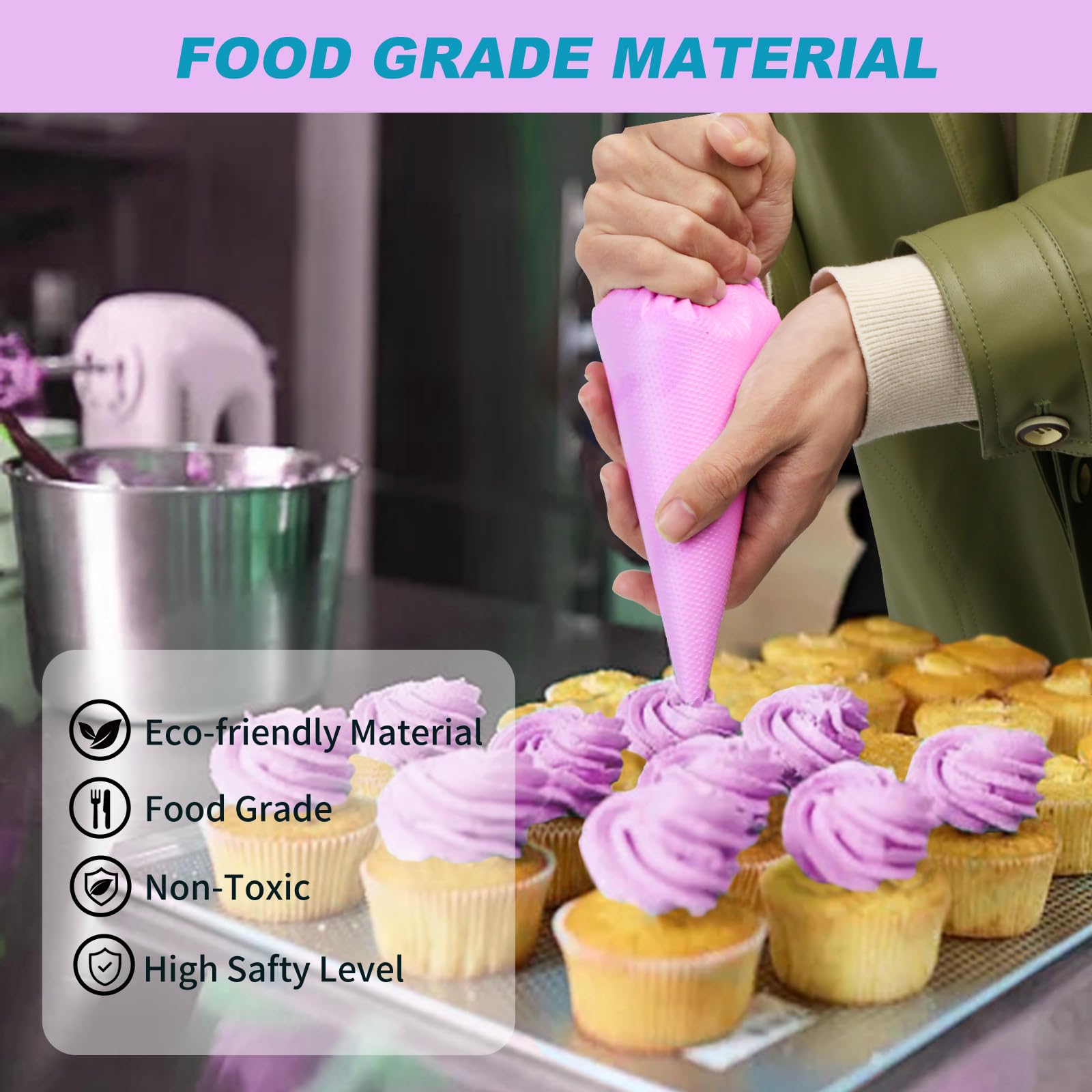 Firstake 16 Inch Disposable Piping Bags - 100 Pack Thickened Pastry Bags for Cake Decorating, Frosting, Cupcakes & Baking | Large Icing Bags for Professional & Home Bakers