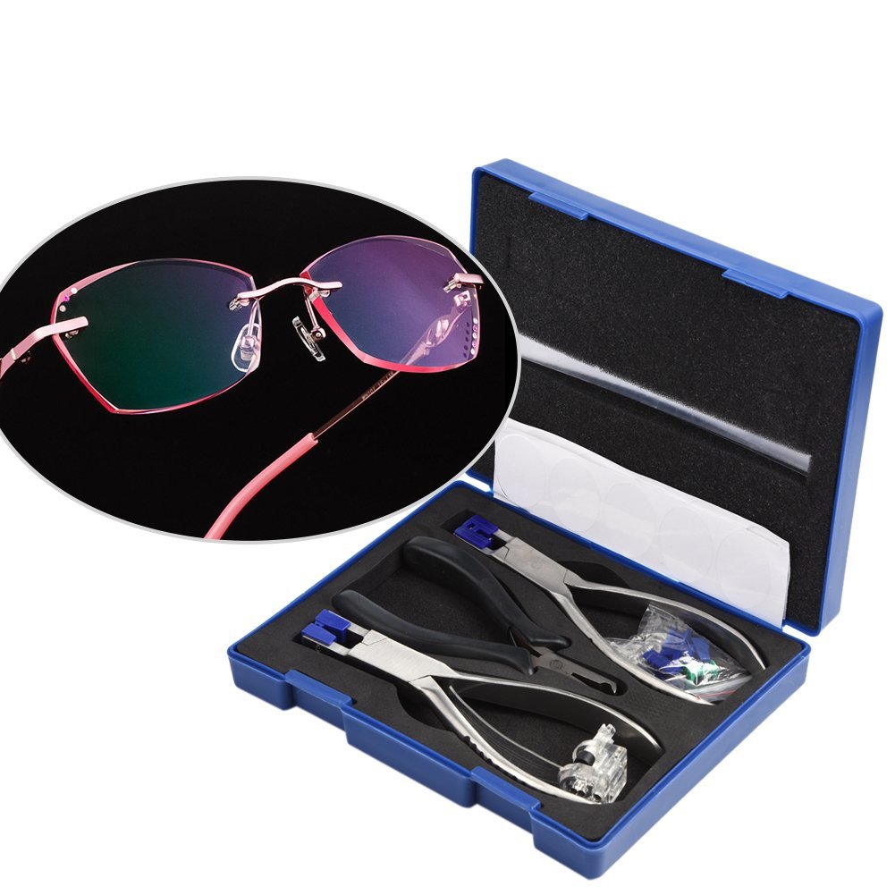 Professional Rimless Eyeglasses Repair Kit - Optical Frame Repair Pliers & Tools for Silhouette Glasses - Perfect for Home, Office & Travel Eyewear Maintenance