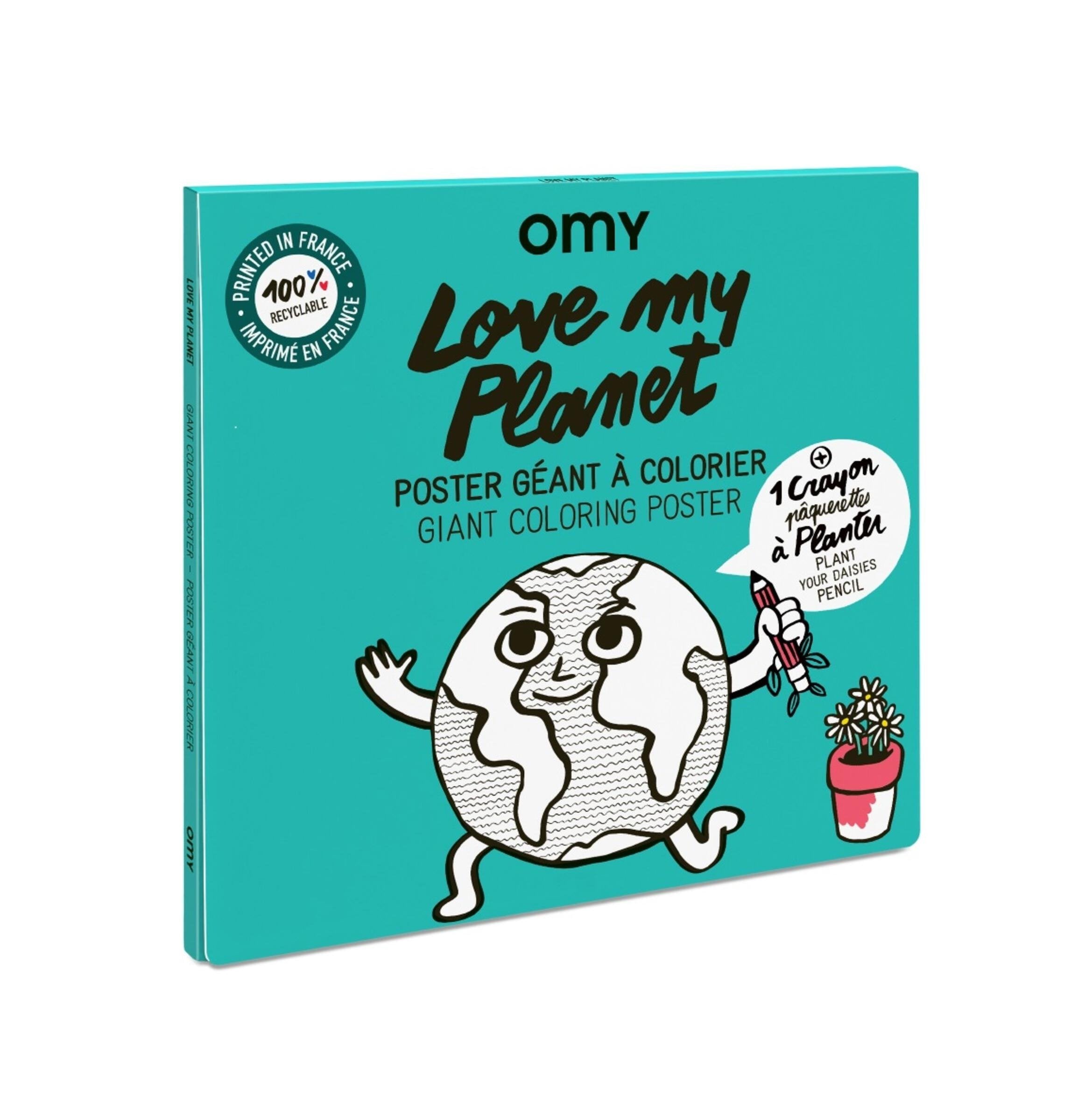 OMY POSTER LOVE MY PLANET - Eco-Friendly Educational Coloring Poster for Kids - Perfect for Classroom Decor, Earth Day Activities & Environmental Learning