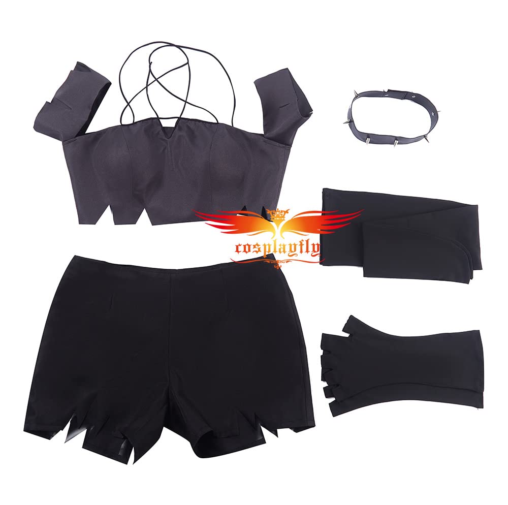 Helluva Boss Loona Cosplay Costume for Women - Black Halter Neck Vest, Shorts, Necklace & Gloves Set | Halloween Party, Anime Convention & Cosplay Events Outfit