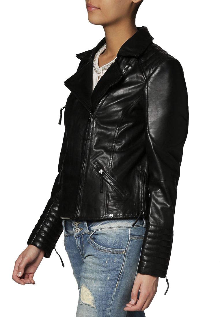 Women's Black Real Leather Motorcycle Jacket - Quilted Bomber Biker Jacket for Stylish Outerwear | Perfect for Riding, Casual Wear & Fashion Outfits