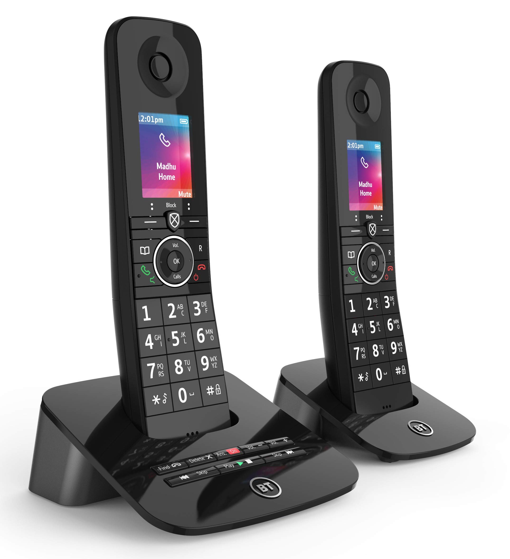 BT Premium Cordless Landline Phone with 100% Nuisance Call Blocker, Mobile Sync, Digital Answering Machine, Twin Handset Pack - Perfect for Home & Office Use