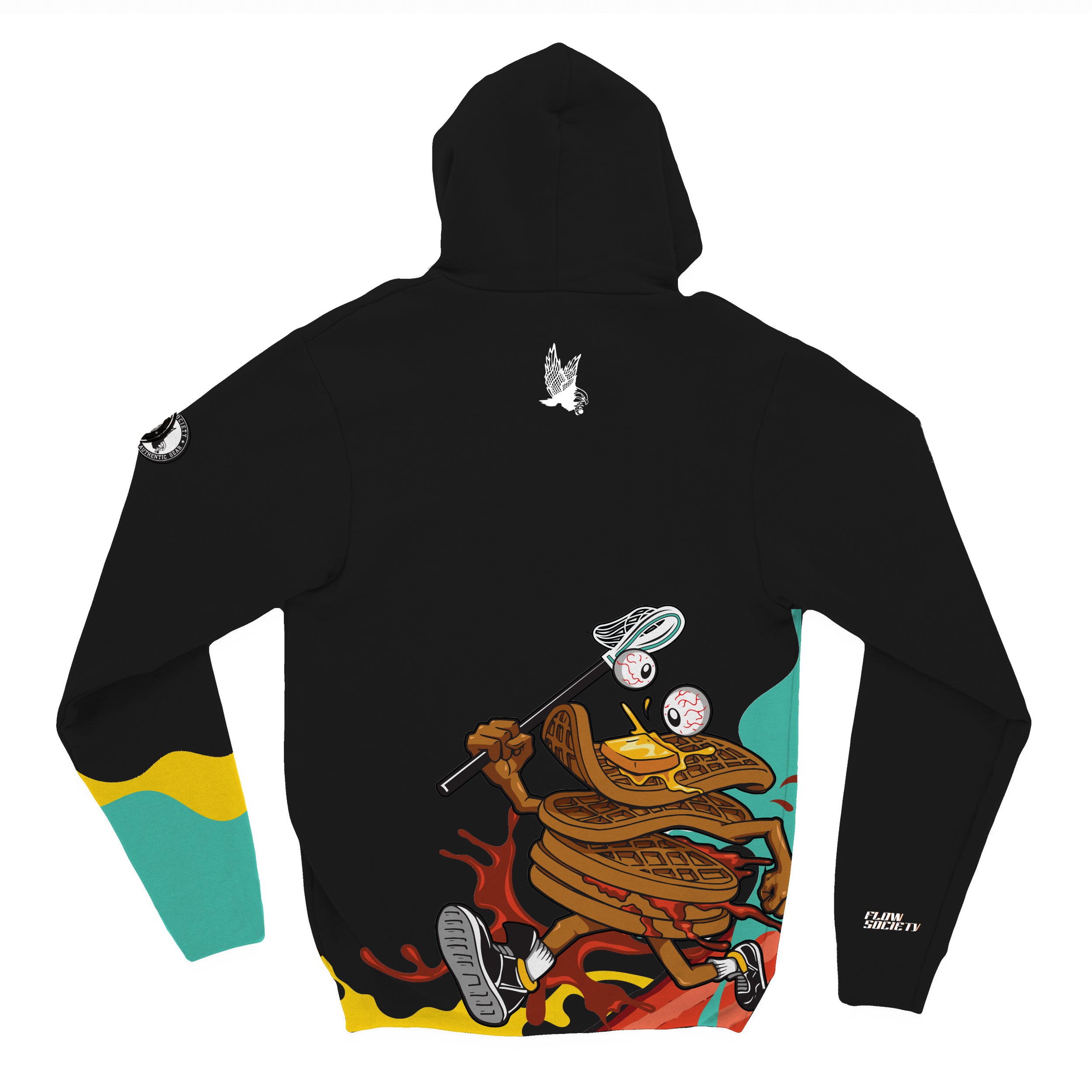Trendy Youth Chicken & Waffle Print Hoodie - Soft Cotton Pullover Sweatshirt for Teens & Kids - Perfect for Casual Wear, School, and Street Style