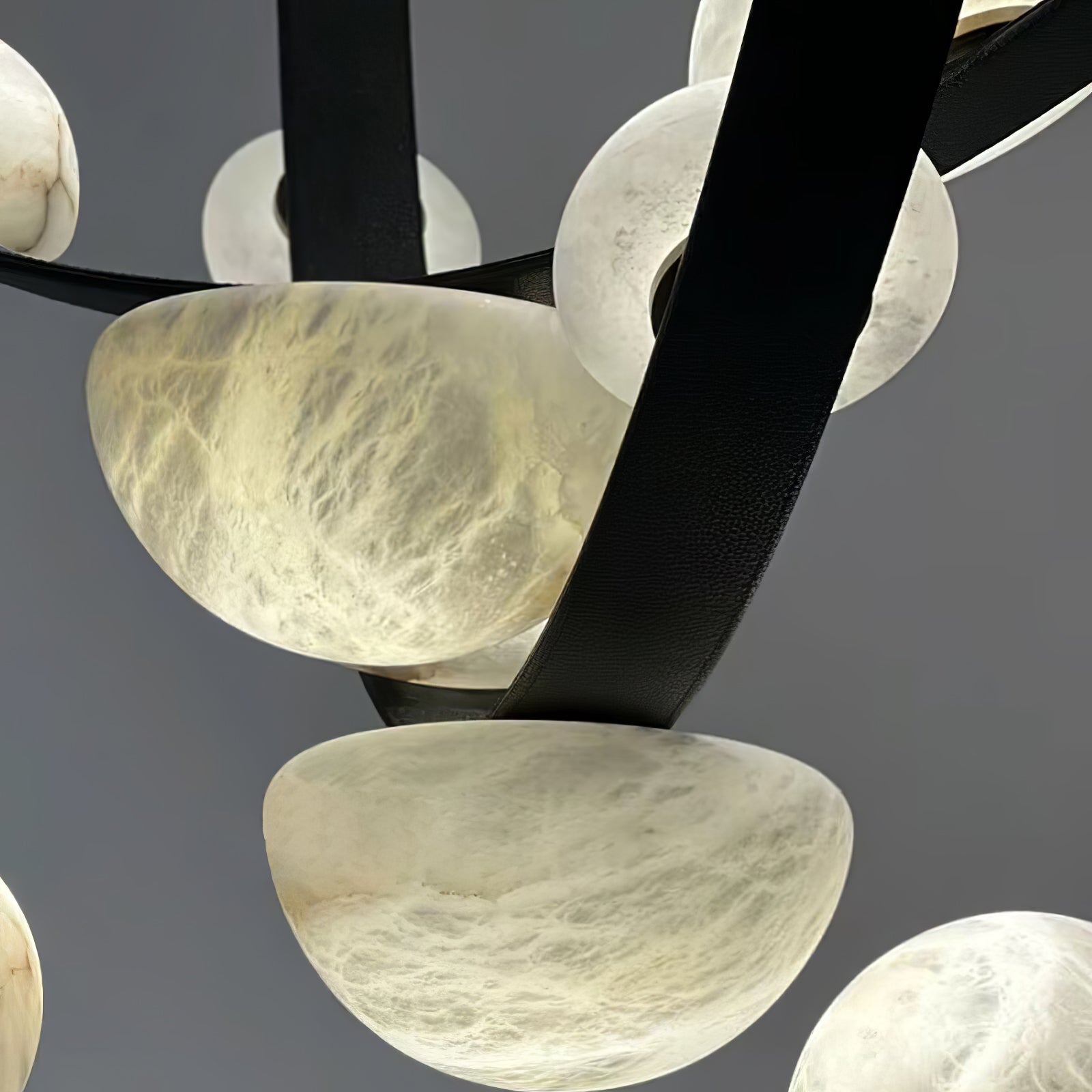 Elegant Alabaster Chandelier with Dew Drop Crystals - Perfect for Dining Room, Foyer, or Bedroom Lighting Decor