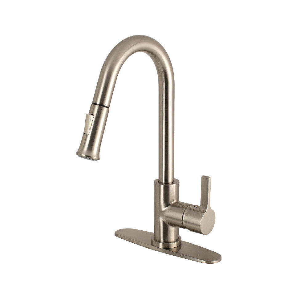 Gourmetier LS8680CTL Single Handle Pull Down Kitchen Faucet - High Arc Brushed Nickel Modern Design for Sink, Dishwashing & Food Prep | Perfect for Home, Restaurant & Commercial Use