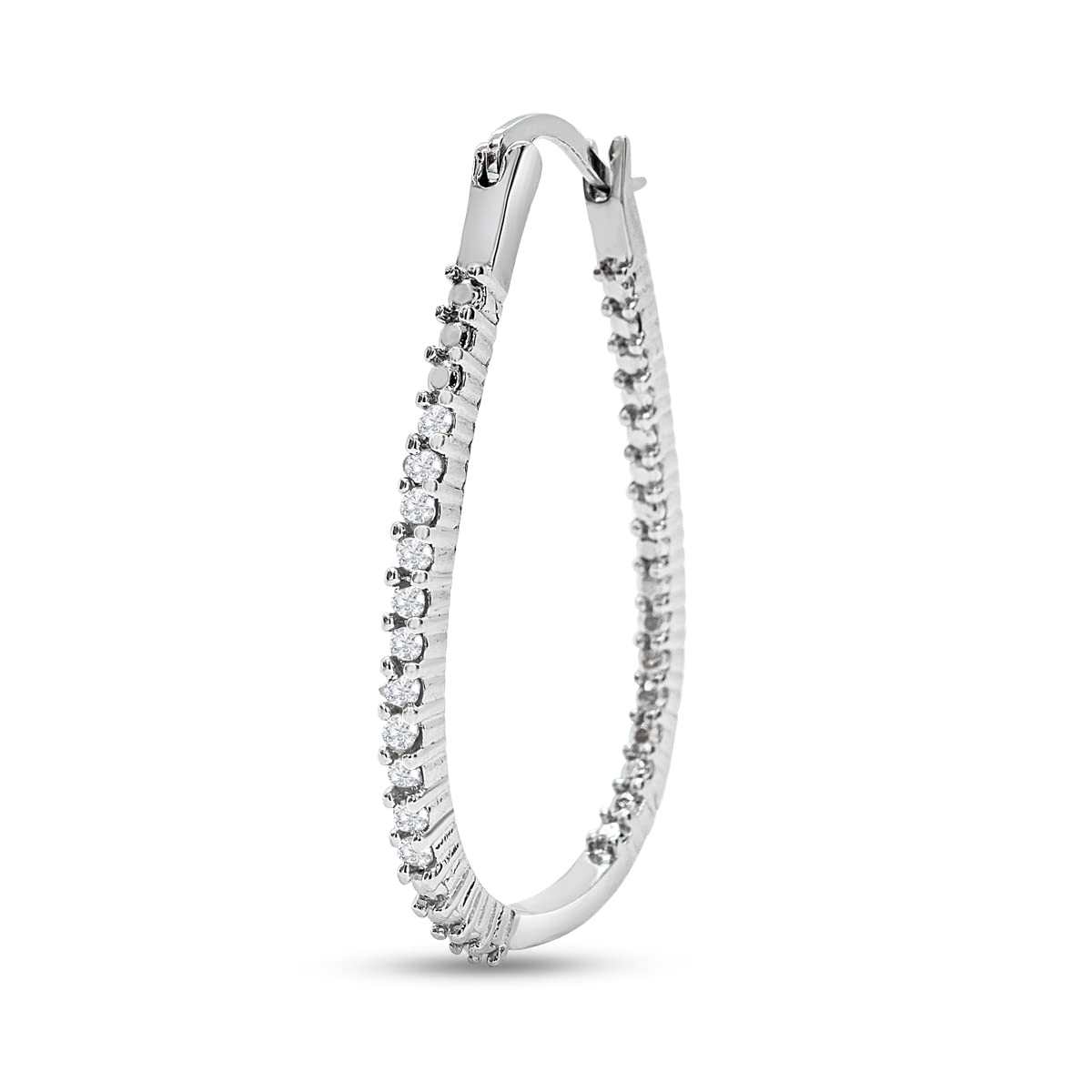 Diamond Hoop Earrings for Women - Sterling Silver Large Hoops with Genuine Diamonds | Perfect for Parties, Weddings & Everyday Elegance
