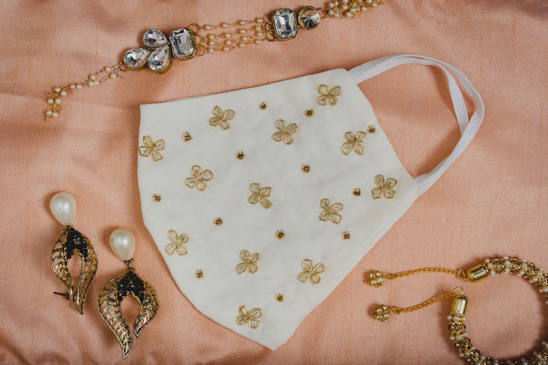 Soft Floral Embroidered Cotton Face Mask - Breathable & Comfortable for Daily Wear, Travel, and Outdoor Activities
