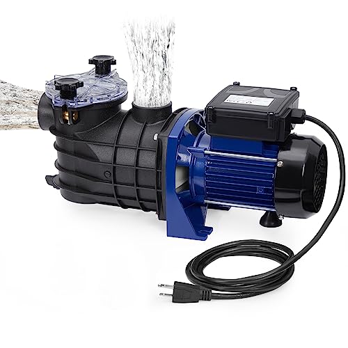 0.75HP High Flow Pool Pump - 550W/115V Single Speed Swimming Pool Water Pump (2641GPH) for In-Ground & Above Ground Pools - Self-Priming with Filter Basket & Low Noise - Perfect for Backyard, Residential, and Commercial Pool Maintenance