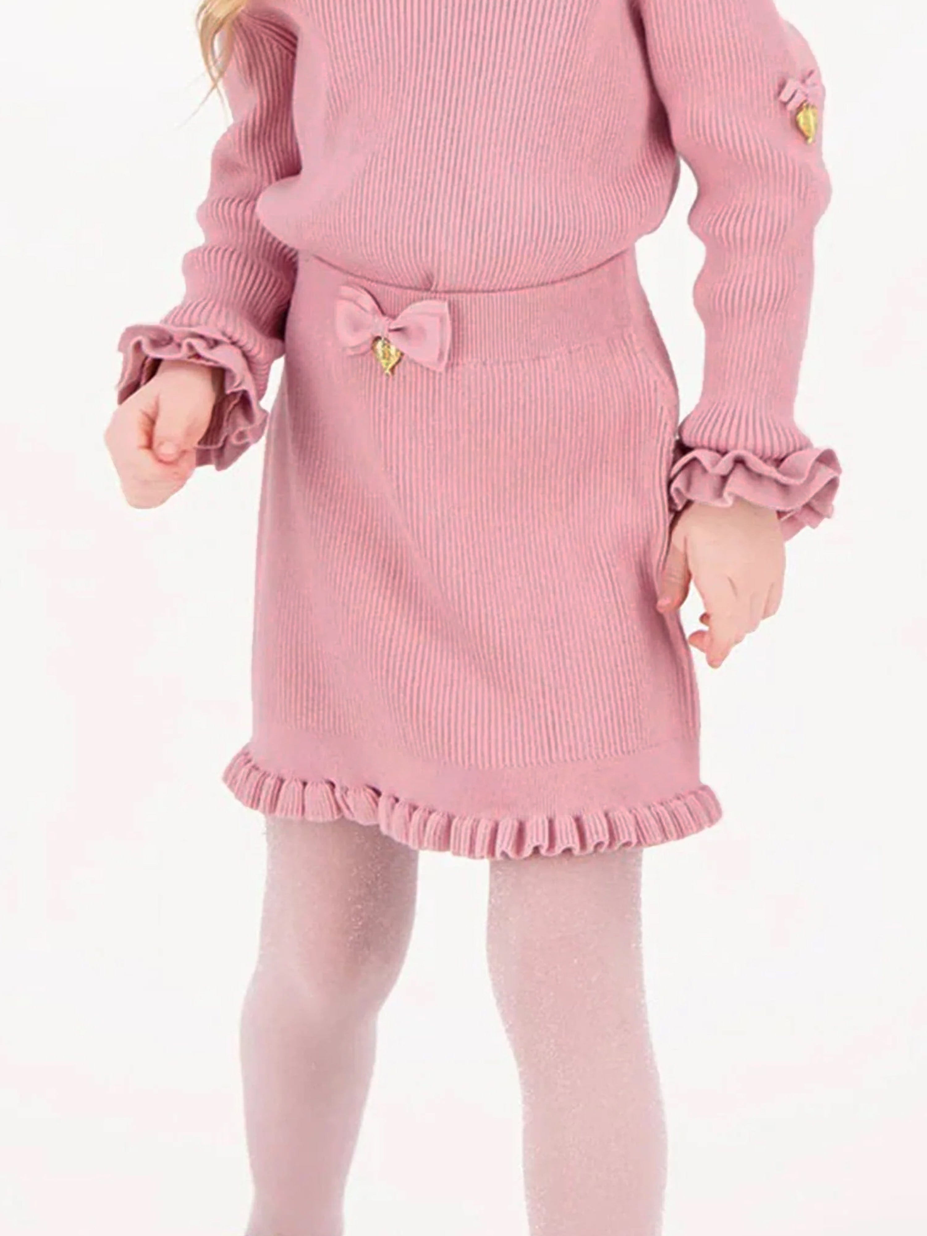 Angels Face Girls Troy Rib Knitted Skirt - Soft Pink Stretchy A-Line Skirt for Toddler & Kids | Perfect for School, Playdates & Special Occasions