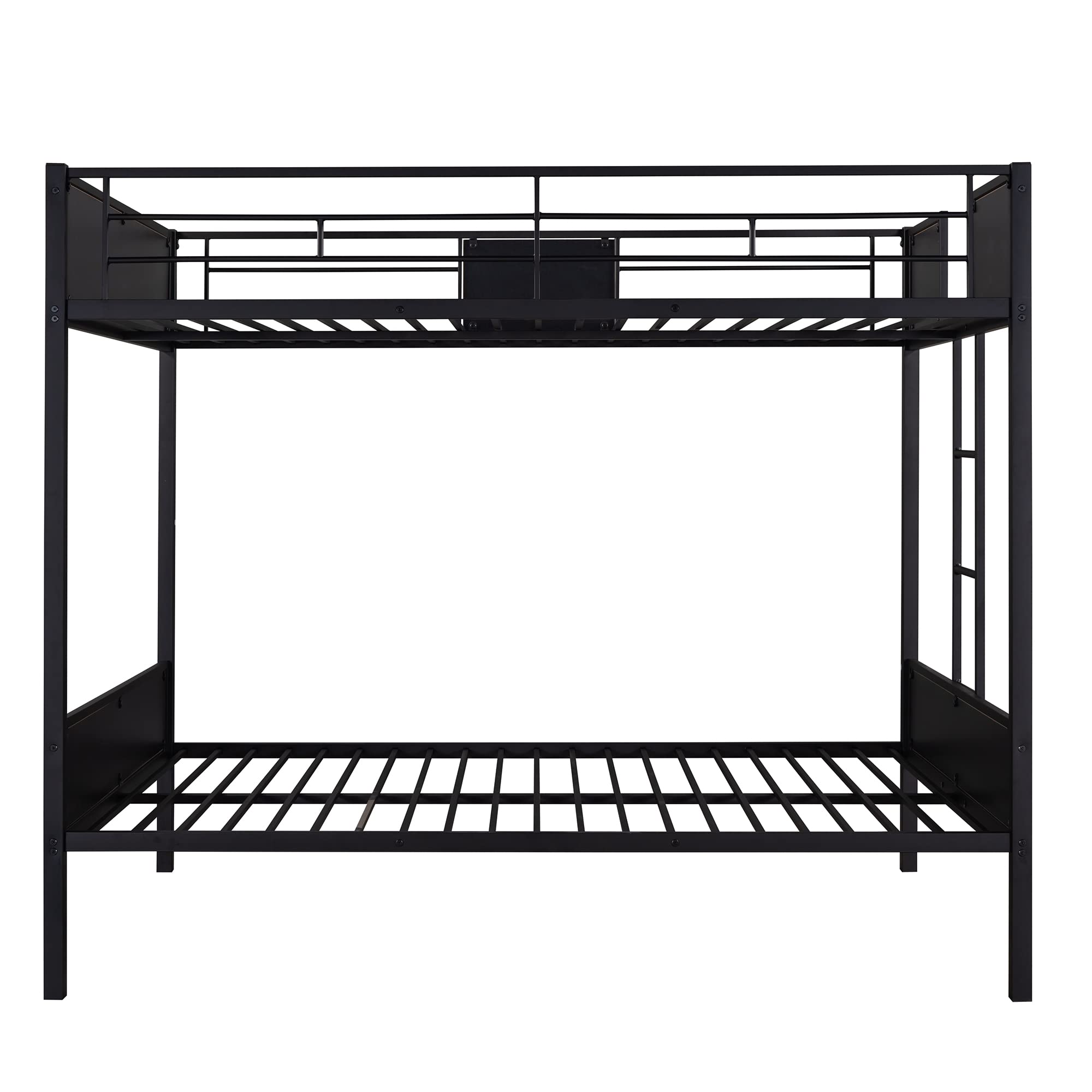 Sturdy Metal Bunk Bed with Built-in Ladder | Full Over Full Size Bed Frame with Safety Guardrails | Space-Saving Dorm & Bedroom Furniture | Under Bed Storage Design | Ideal for Kids Rooms, Guest Rooms & Small Spaces (Black)