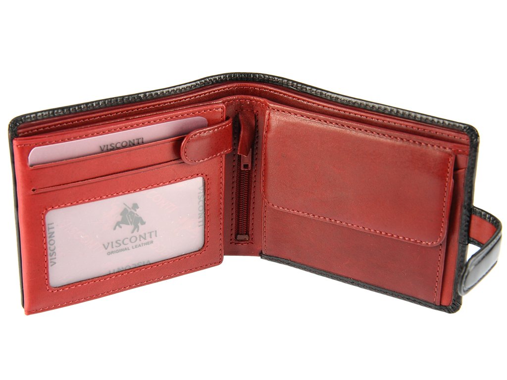 Visconti TR-35 Classic Tri-Fold Leather Wallet with ID Window & Coin Pocket - Black | Slim RFID Blocking Bifold Wallet for Men, Perfect for Everyday Carry & Business Use
