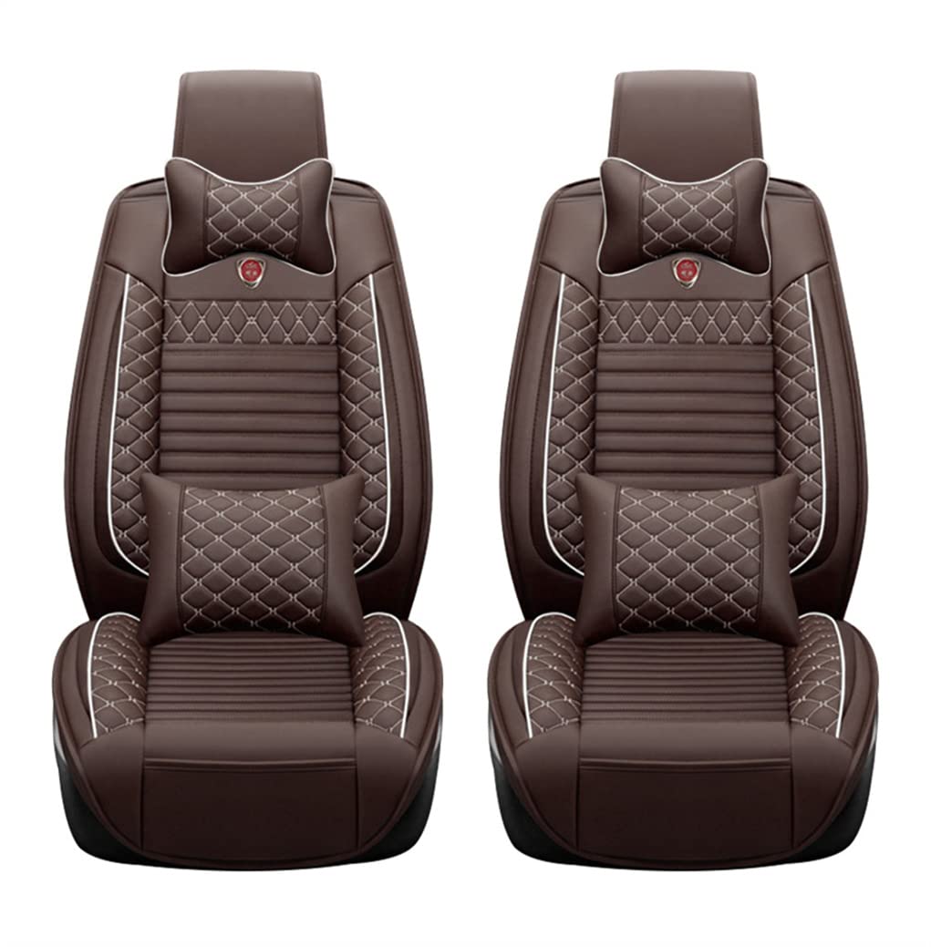 Premium 5-Seat Luxury Leather Car Seat Covers Full Set - Compatible with Renault Fluence, Megane, Laguna, Latitude, Koleos, Clio, Scenic - Includes Headrest & Lumbar Support (Type A, Coffee Brown) - Perfect for Road Trips, Daily Commutes & Enhanced Car Interior Protection