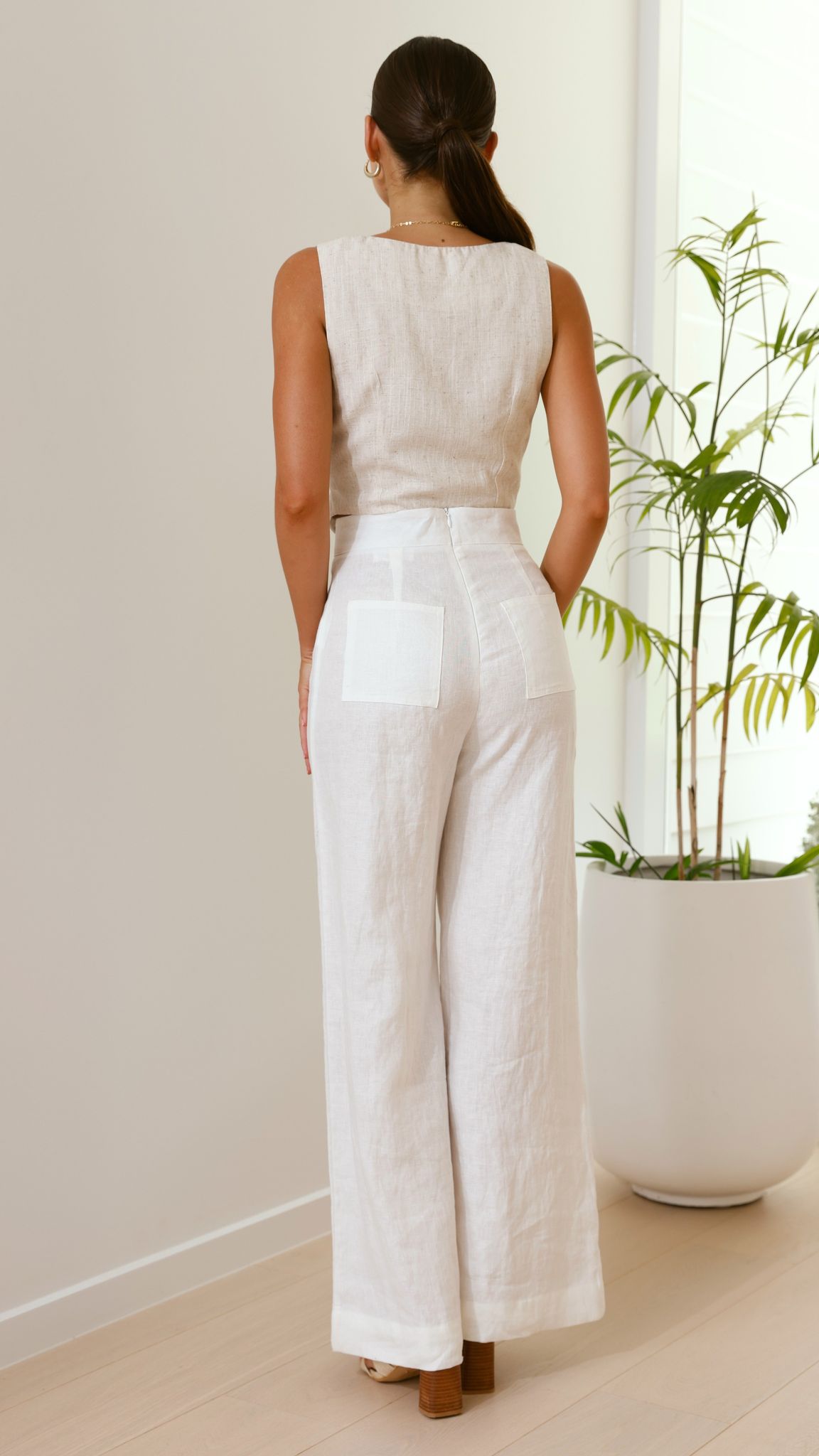 Karah Pants for Women - High Waisted White Trousers with Stretchy Comfort | Perfect for Office Wear, Casual Outfits & Travel