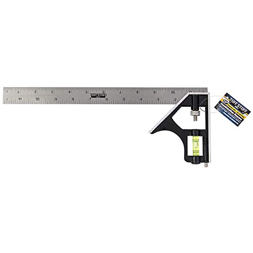 Tuff Stuff #96003 12-Inch Combination Square with Inch Scale - Perfect for Woodworking, Metalworking, and DIY Projects