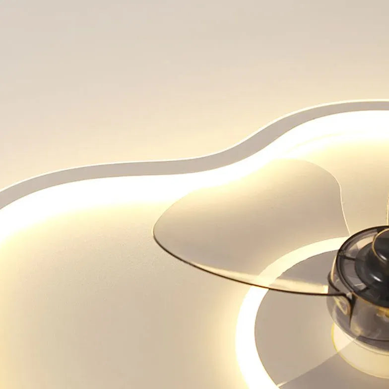 Modern White Irregular Ceiling Fan with LED Light - Energy Efficient Cooling & Stylish Lighting for Living Room, Bedroom, or Patio