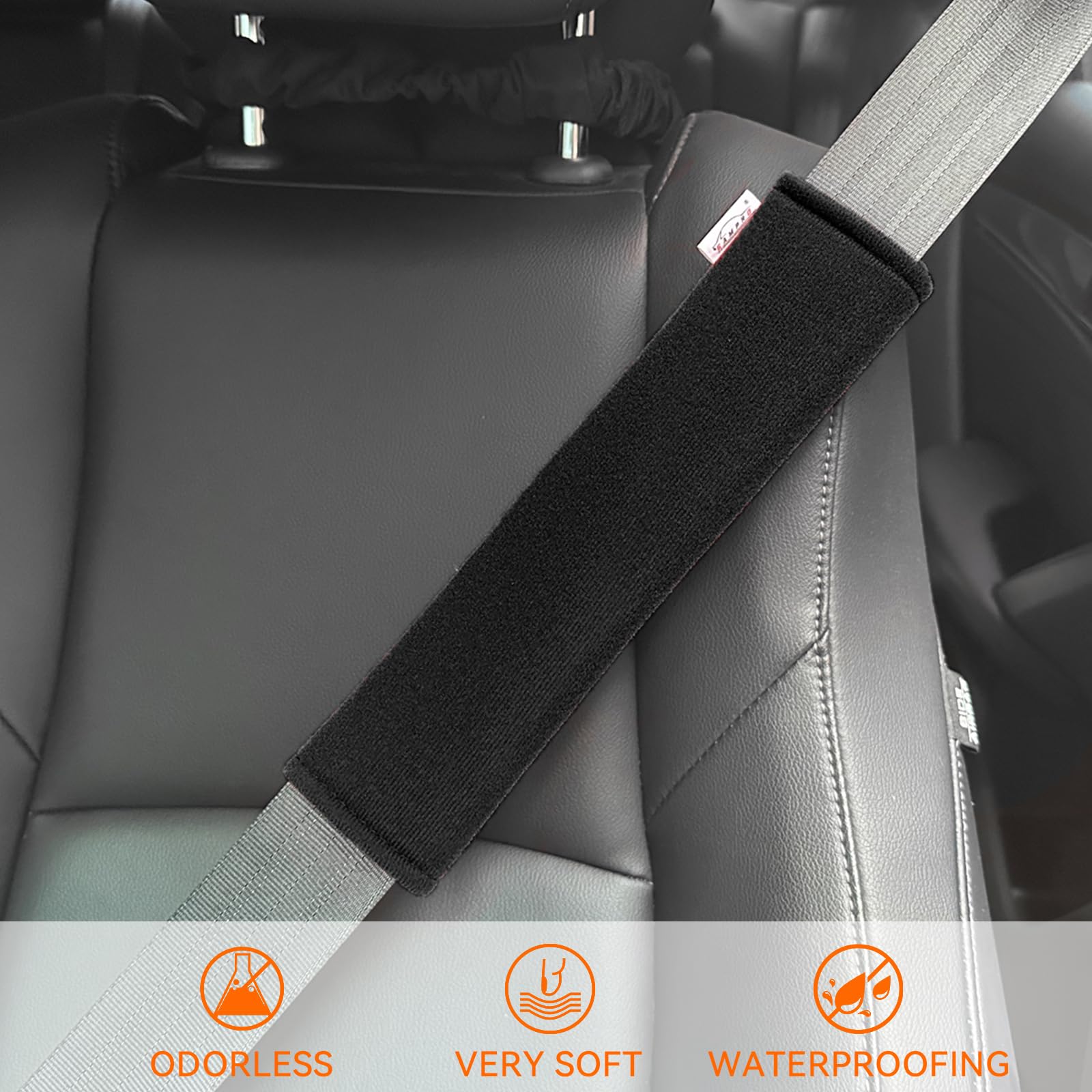 2-Pack Soft Car Seat Belt Pad Cover for Adults & Kids - Comfortable Safety Belt Shoulder Strap Protector for Long Drives, Travel & Commuting - Black (Fits Car Seat Belts, Shoulder Bags & Backpacks)
