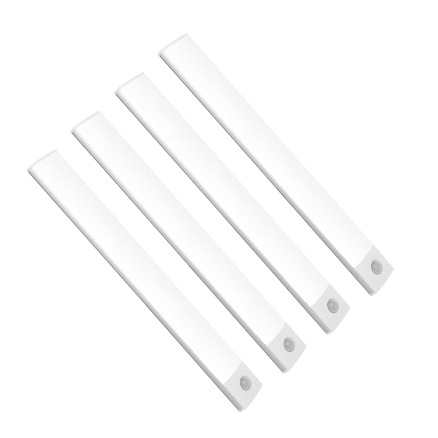 Lychico 40 LED Motion Sensor Under Cabinet Lights (20cm, 6000K Cool White) - USB Rechargeable Battery Powered Night Lights with Magnetic Strip - Pack of 4 - Perfect for Kitchen, Closet, Stairway & Bedroom Lighting