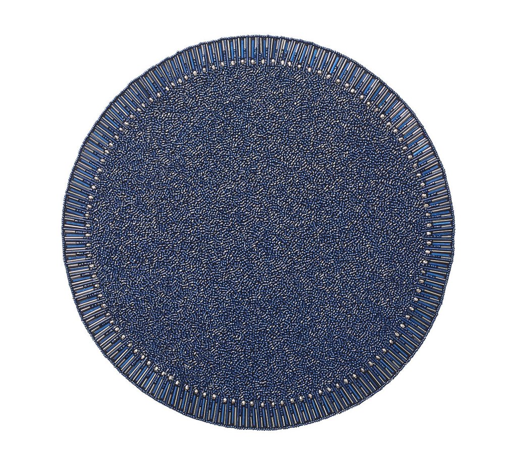 Premium Cobalt Blue Beveled Edge Placemats Set of 4 - Non-Slip Dining Table Mats for Everyday Use & Elegant Dinner Parties