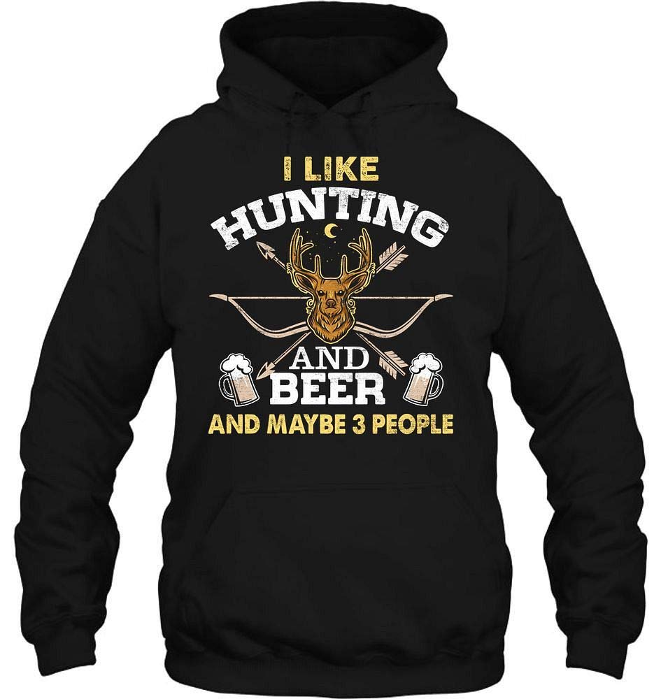 I Like Hunting and Beer and Maybe 3 People T-Shirt - Funny Hunting Gift for Men - Perfect for Outdoor Adventures, Camping & Beer Lovers