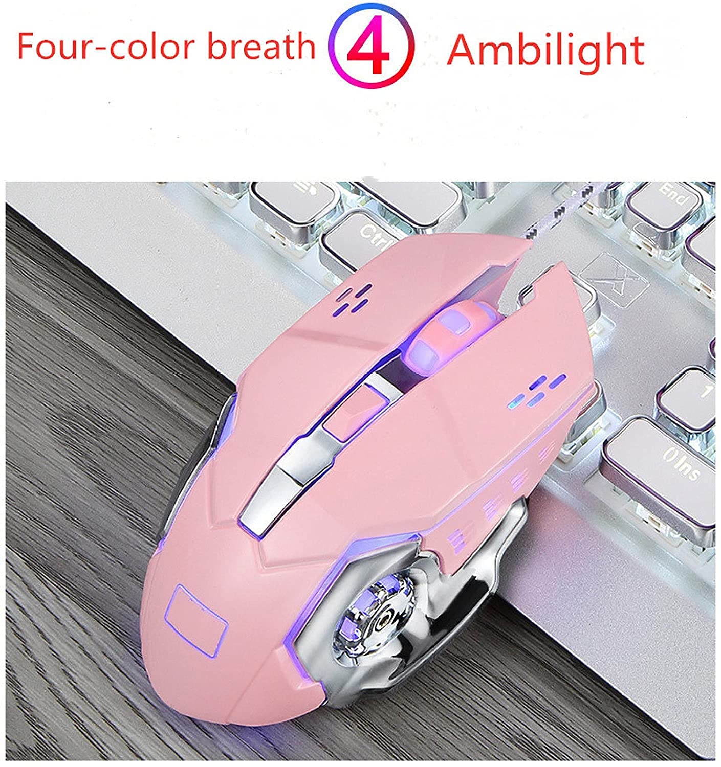 Cherry Pink Mechanical Keyboard and Mouse Set for Girls - Retro Round Keycaps, RGB Backlit, Wired USB Gaming Keyboard - Perfect for Gaming, Typing, and Office Use