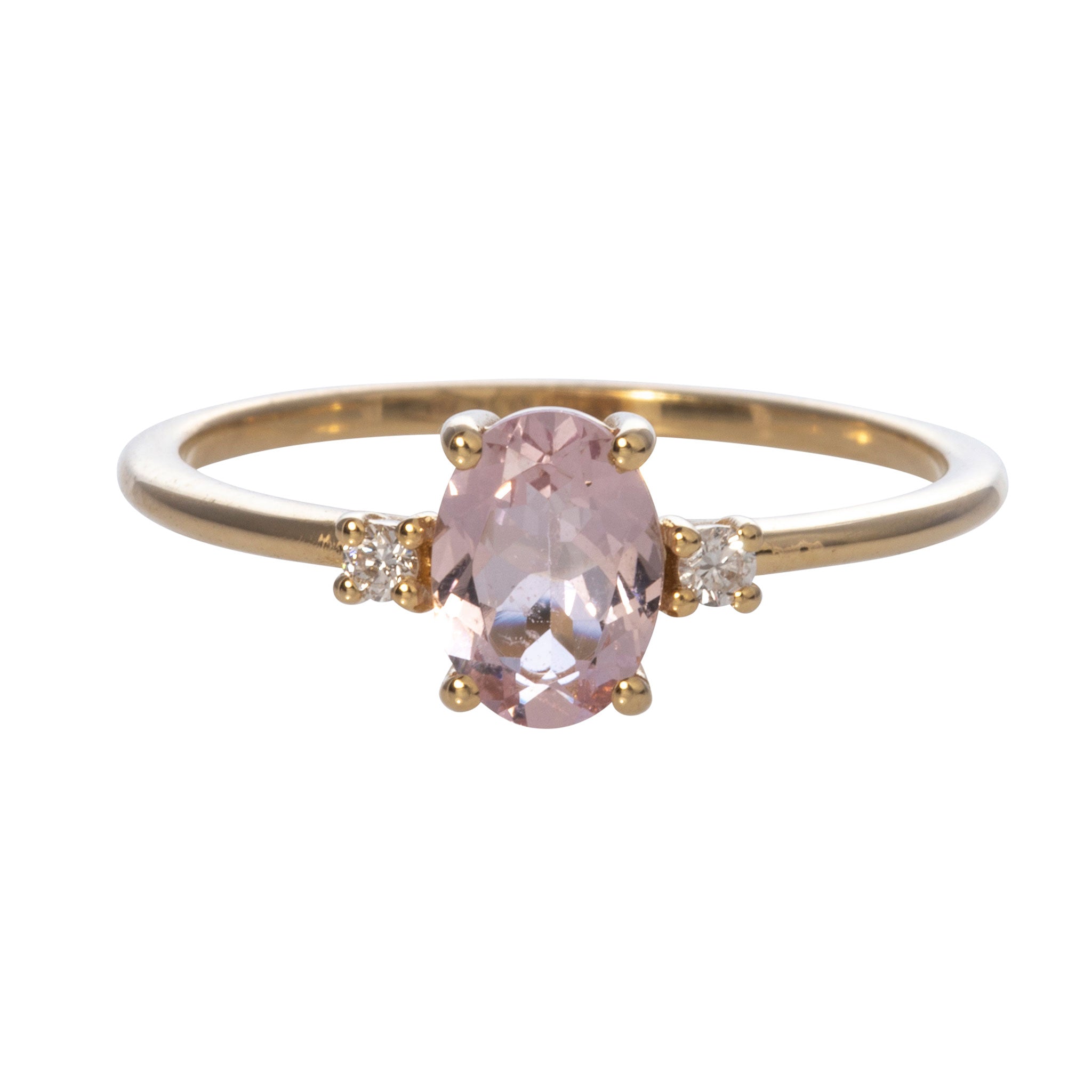 18K Gold Oval Pink Morganite & Diamond Ring for Women - Elegant Engagement, Wedding, Anniversary Gift for Her