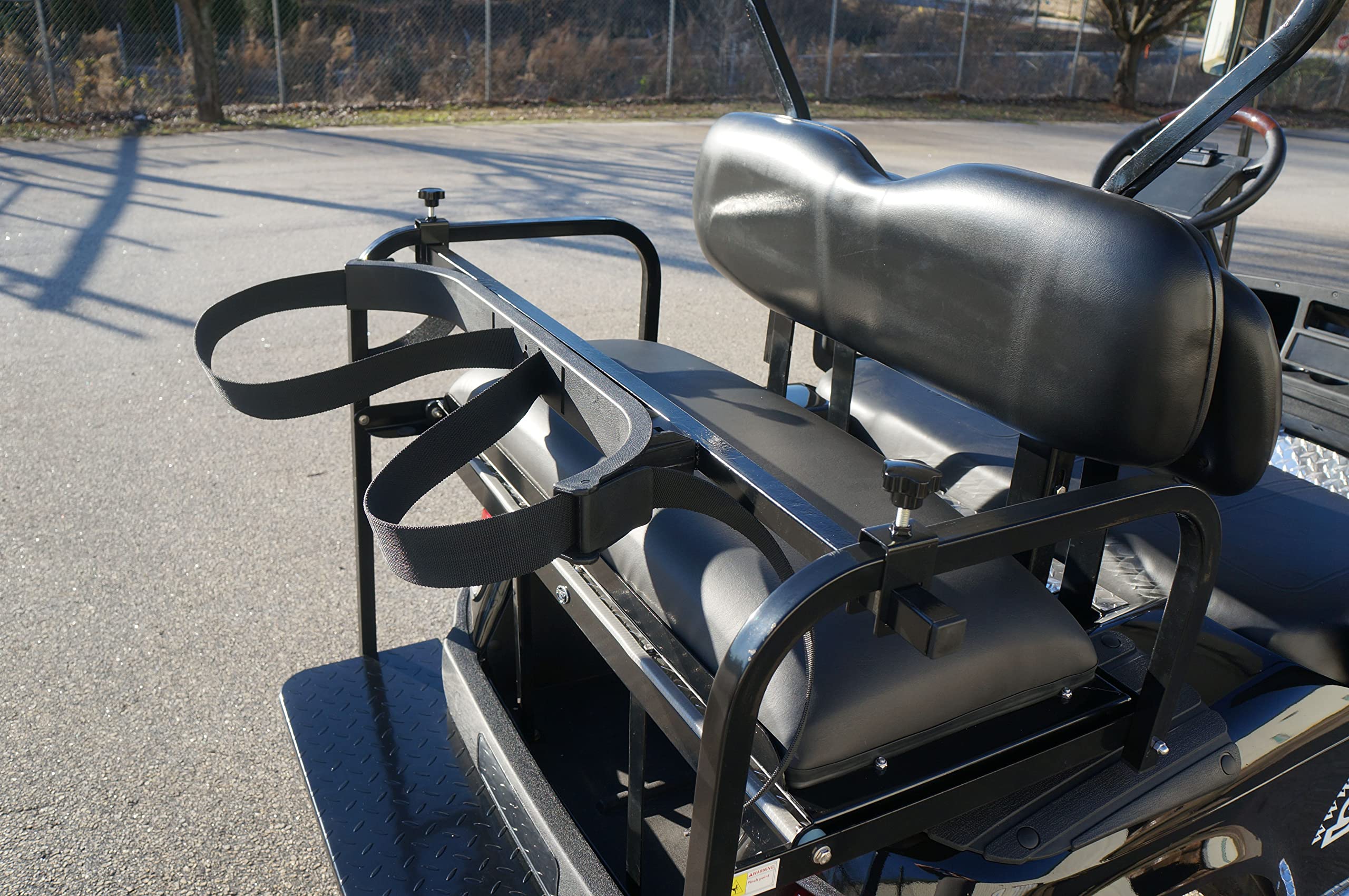 Universal Golf Cart Rear Seat Bag Holder Attachment - Fits EZGO, Club Car & Yamaha Carts | Golf Course Accessory for Easy Club Storage & Transport