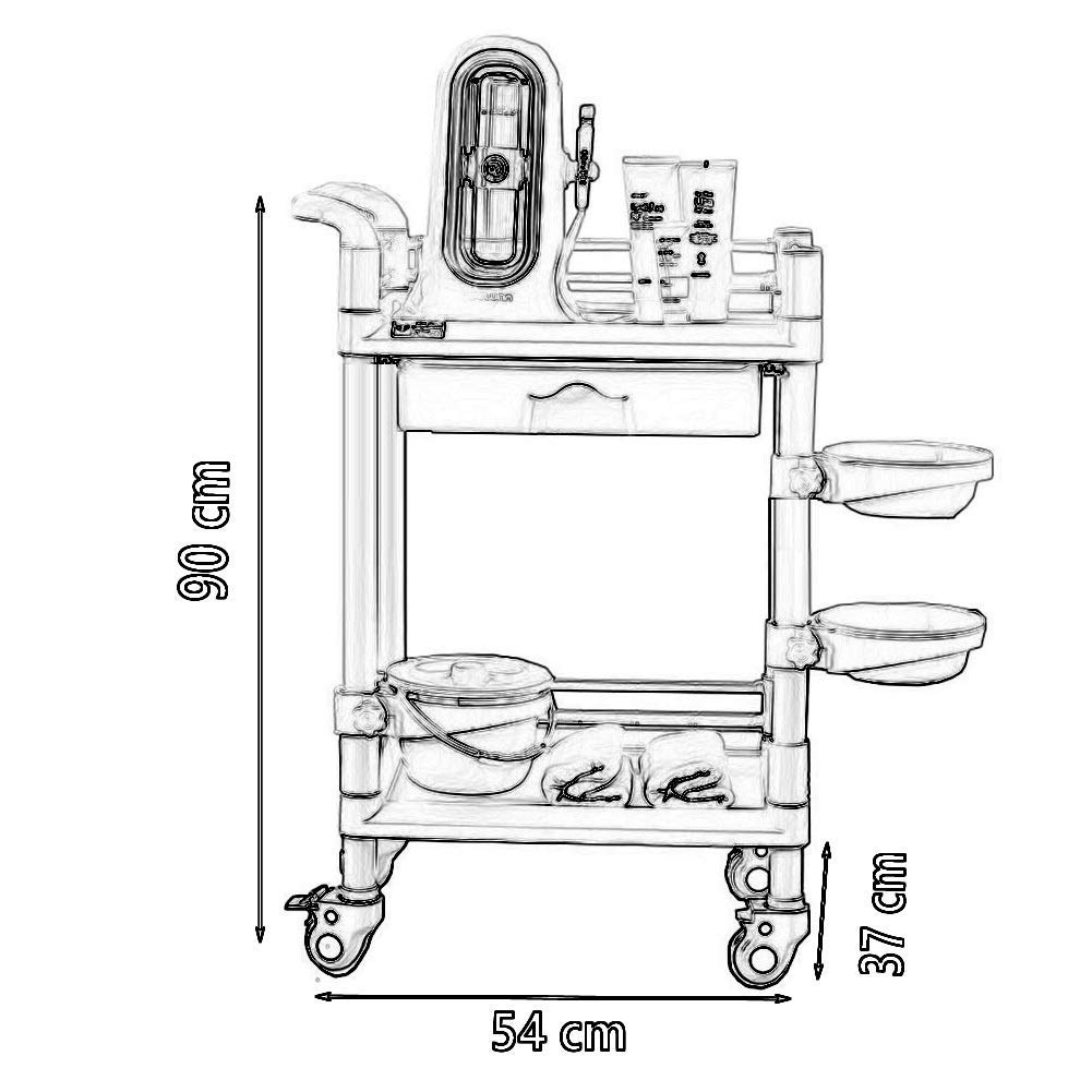 Portable 2-Tier Hand Truck with Wheels & Drawers - Multi-Purpose Service Cart for Home, Salon, Spa & Office Storage - White Utility Organizer Trolley | Ideal for Beauty Equipment, Household Items & Retail Supplies