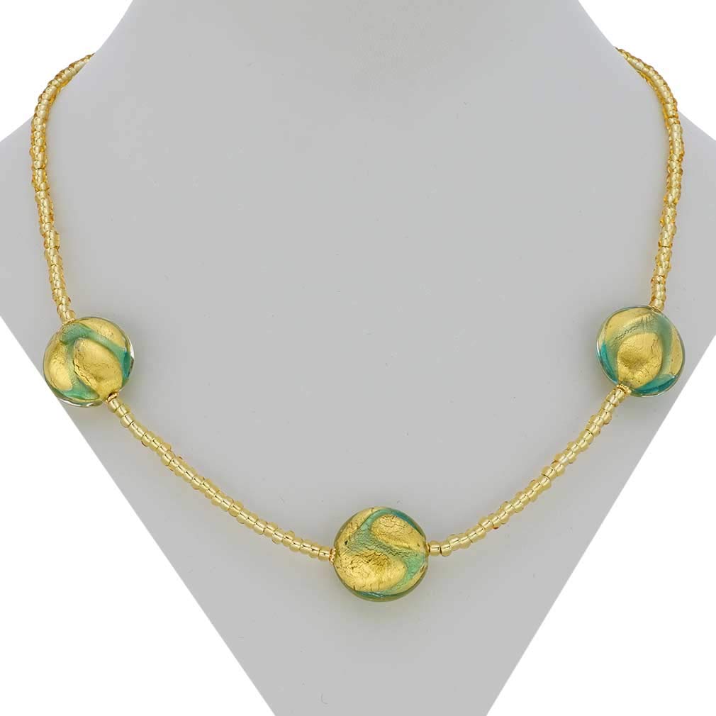 Venetian Murano Glass Aquamarine Circle Necklace - Handcrafted Italian Jewelry for Women, Perfect for Weddings, Parties & Special Occasions