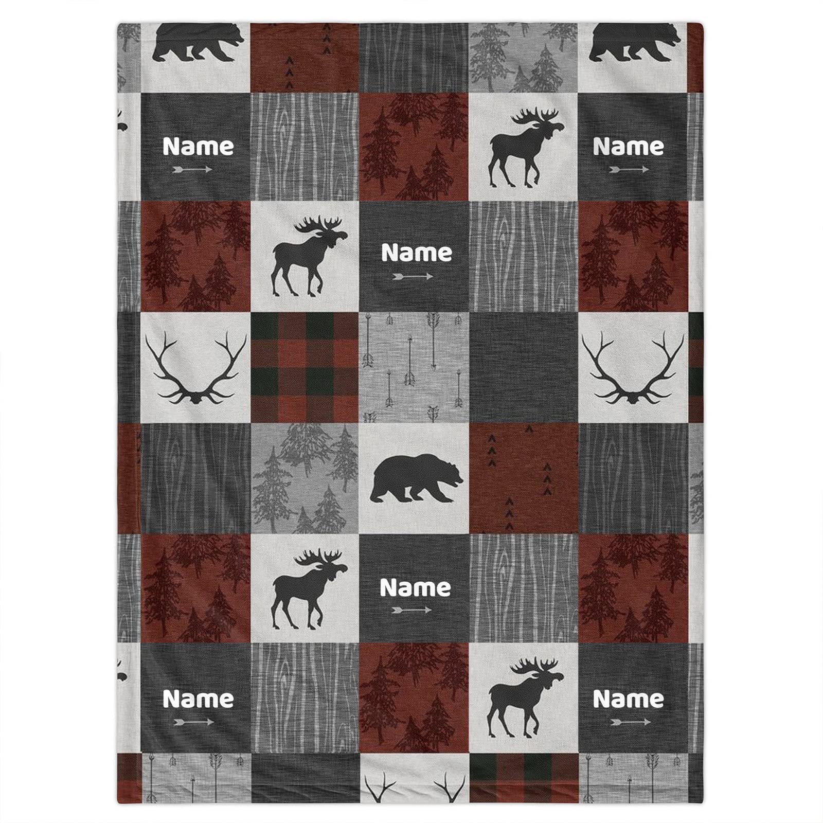 Personalized Woodland Deer and Bear Baby Blankets - Custom Name Blankets for Boys & Girls, Neutral Nursery Decor - Soft Newborn Receiving Blankets for Infants | Perfect for Baby Showers, Christenings & Cozy Nursery Cuddles