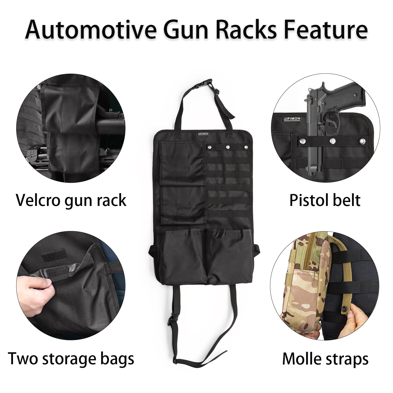2-Pack Tactical Molle Rifle Holder for Truck Back Seat - Durable Gun Rack & Car Seat Organizer | Perfect for Hunting, Off-Roading & Firearm Transport