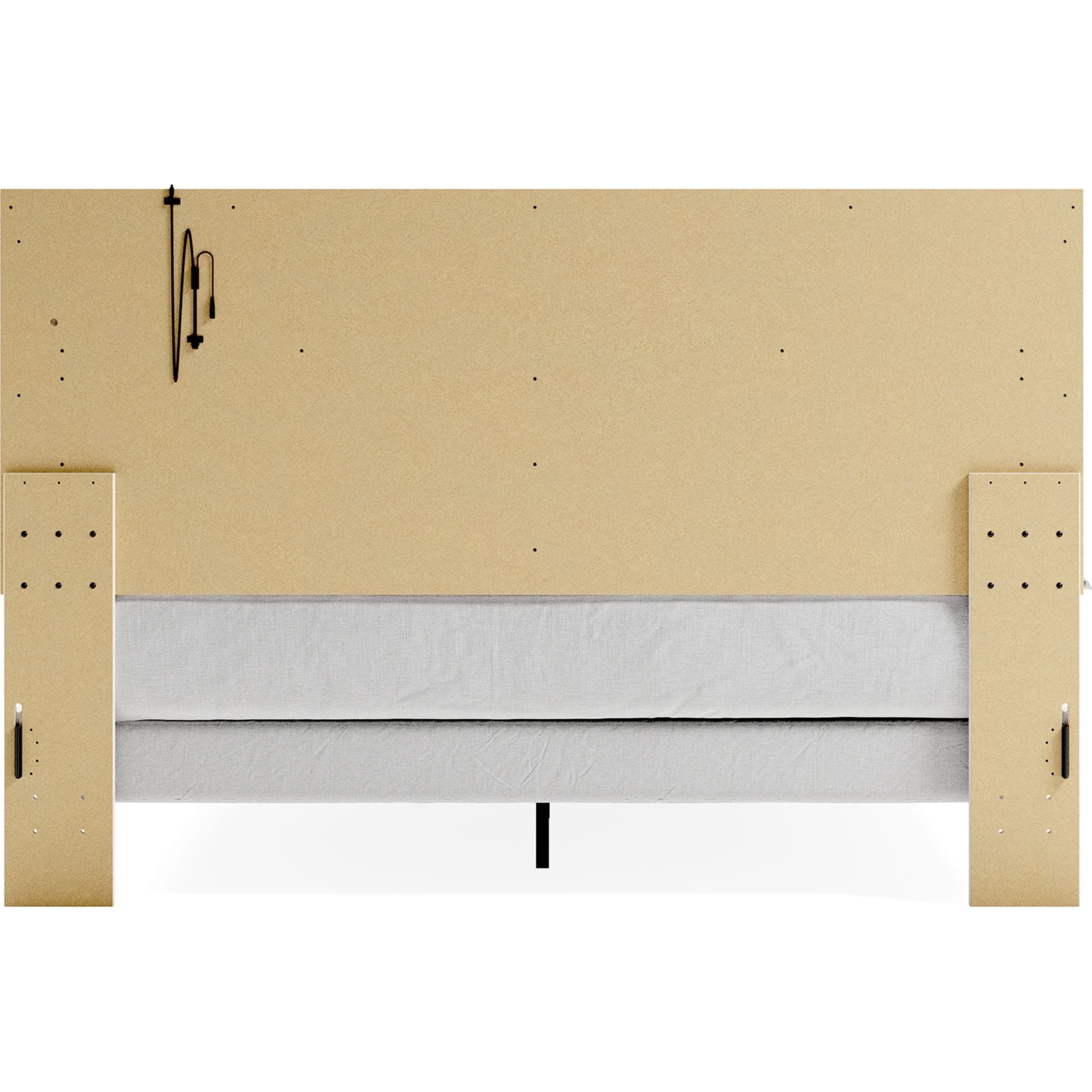 Altyra White Panel Bed Frame - Queen Size, Modern Platform Bed with Upholstered Headboard for Bedroom Decor