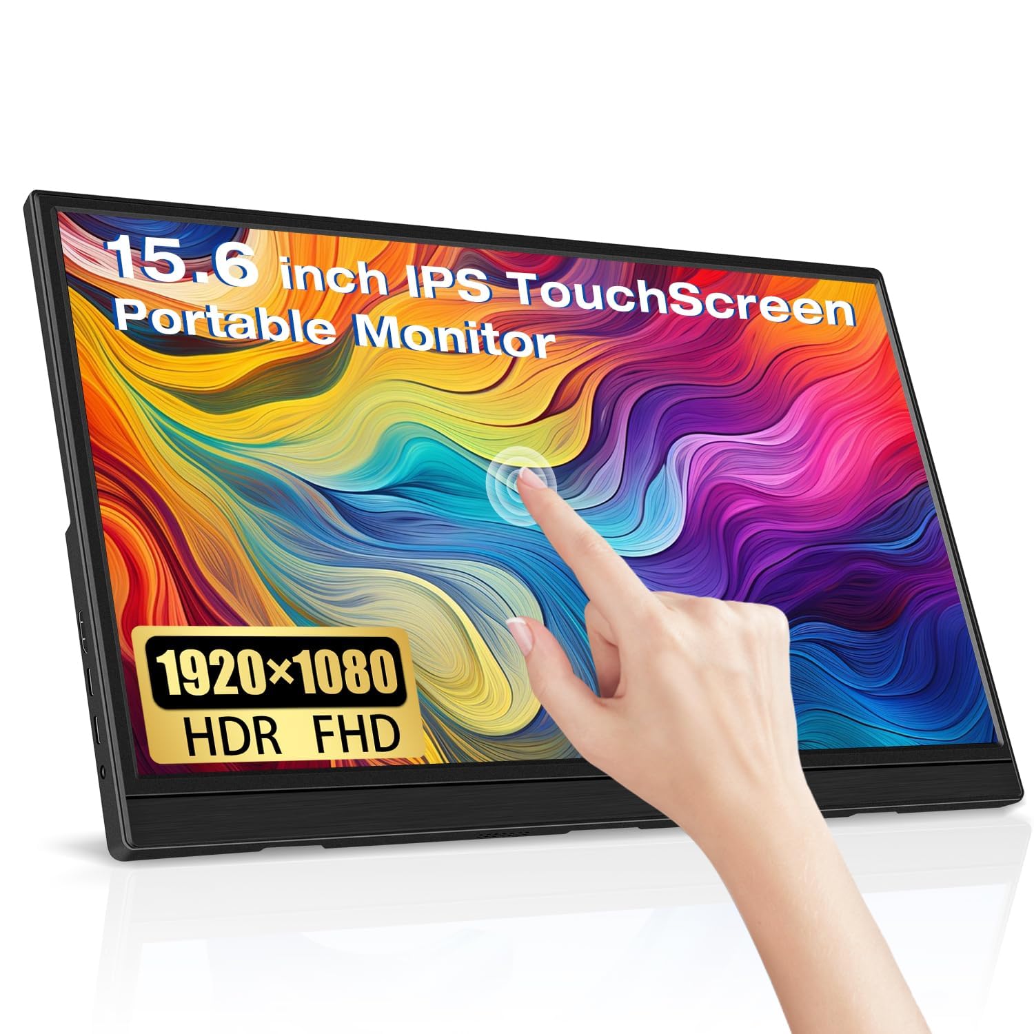 15.6 Inch FHD 1080P IPS Touchscreen Portable Monitor with Type-C & HDMI - Ultra Slim External Display for Laptop, PC, Phone, Xbox, Switch & Raspberry Pi - Perfect for Work, Gaming & Travel