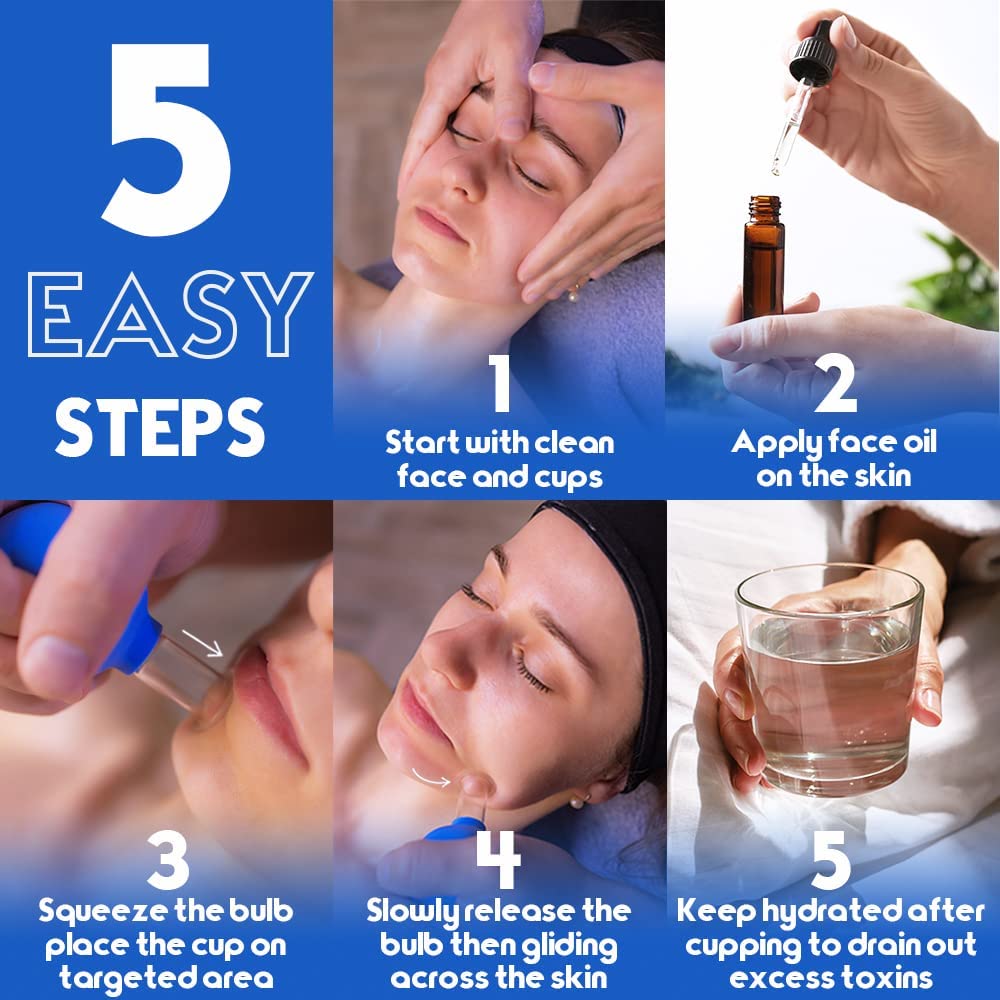PCS POWEREST® 4-Piece Glass Facial Cupping Set with Silicone Vacuum Suction - Anti-Cellulite & Anti-Wrinkle Massage Therapy Kit for Youthful Skin - Perfect for Face, Eyes & Body Care - Ideal for Home Spa, Relaxation & Skincare Routine