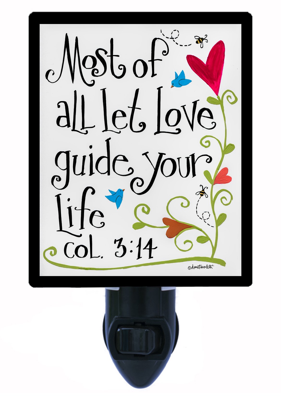 Religious LED Night Light with Colossians 3:14 Verse - Soft Glow for Bedroom, Nursery, Prayer Room & Home Decor