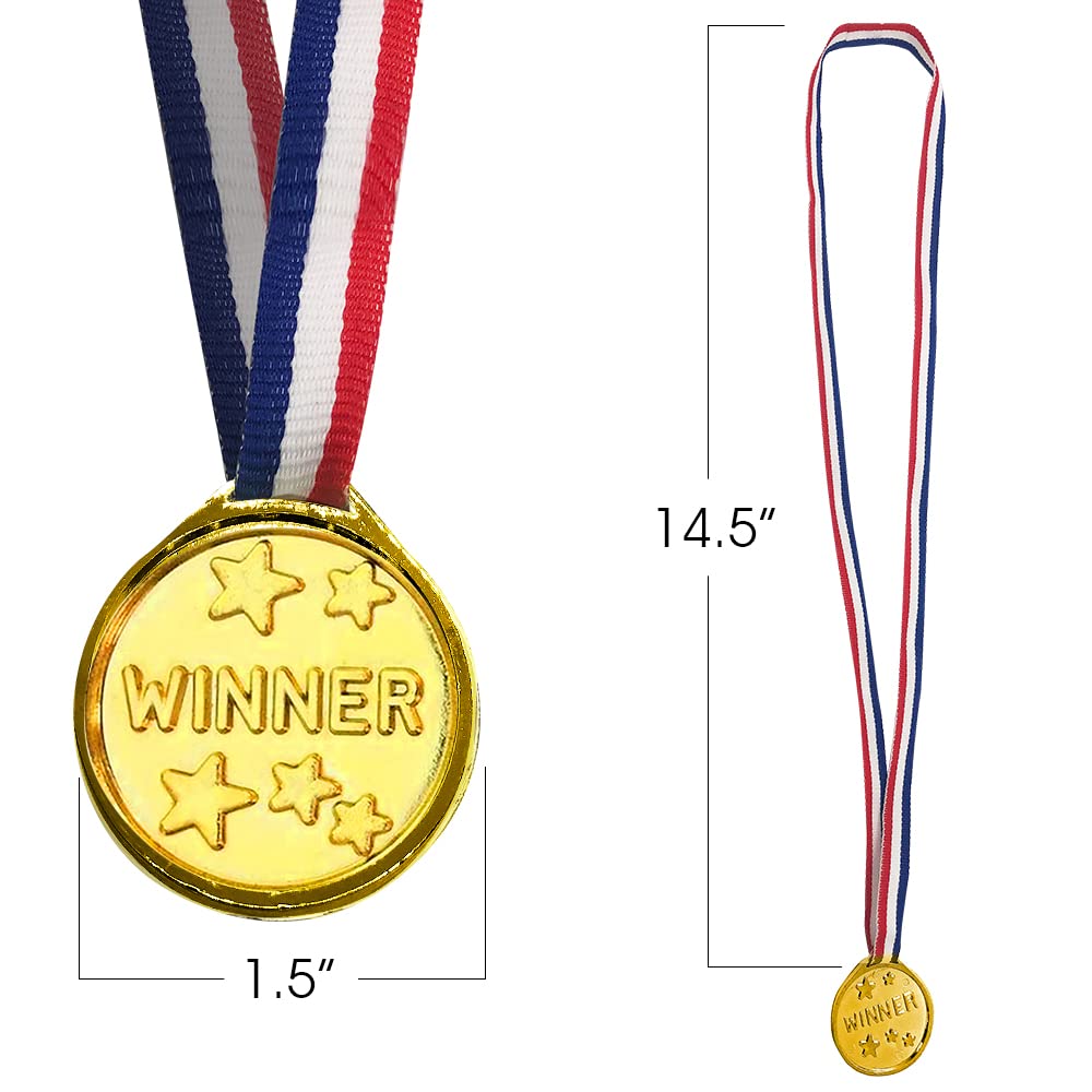 ArtCreativity Gold Prize Medals for Kids - Set of 12 Olympic Style Winner Awards with Ribbon Necklaces - Perfect for Sports Competitions, Talent Shows, Spelling Bees & Birthday Party Favors - Ideal for Gymnastics Awards, School Events & Celebration Ceremonies