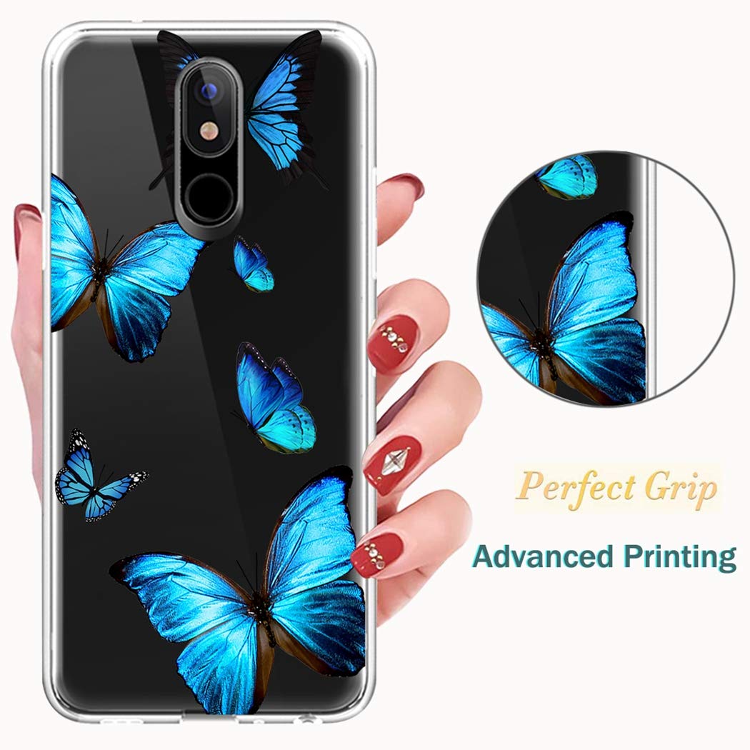 Cute Clear Slim Butterfly Pattern Soft Flexible TPU Phone Case for LG Stylo 4/Plus & Q Stylus - Protective Cover for Women & Girls - Perfect for Everyday Use, School & Work