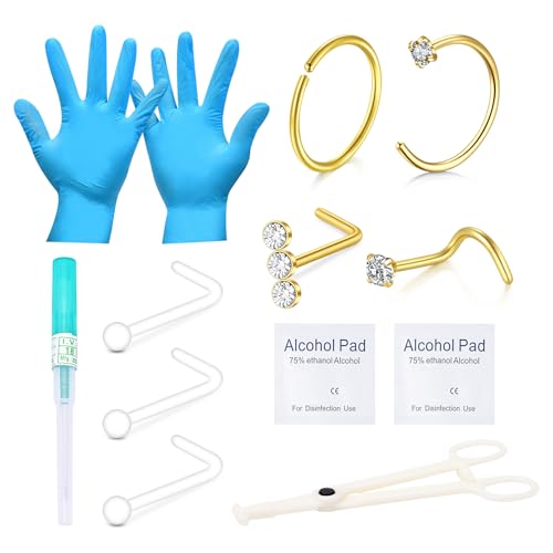 C2-1pcs needle +4 nose jewelry- gold
