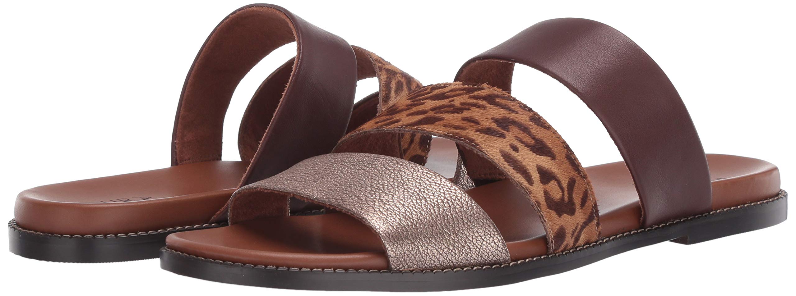 Naturalizer Women's Kellie Brown Leopard Print Slide Sandals Size 9.5 Medium | Comfortable Summer Casual Slides for Beach, Pool & Everyday Wear