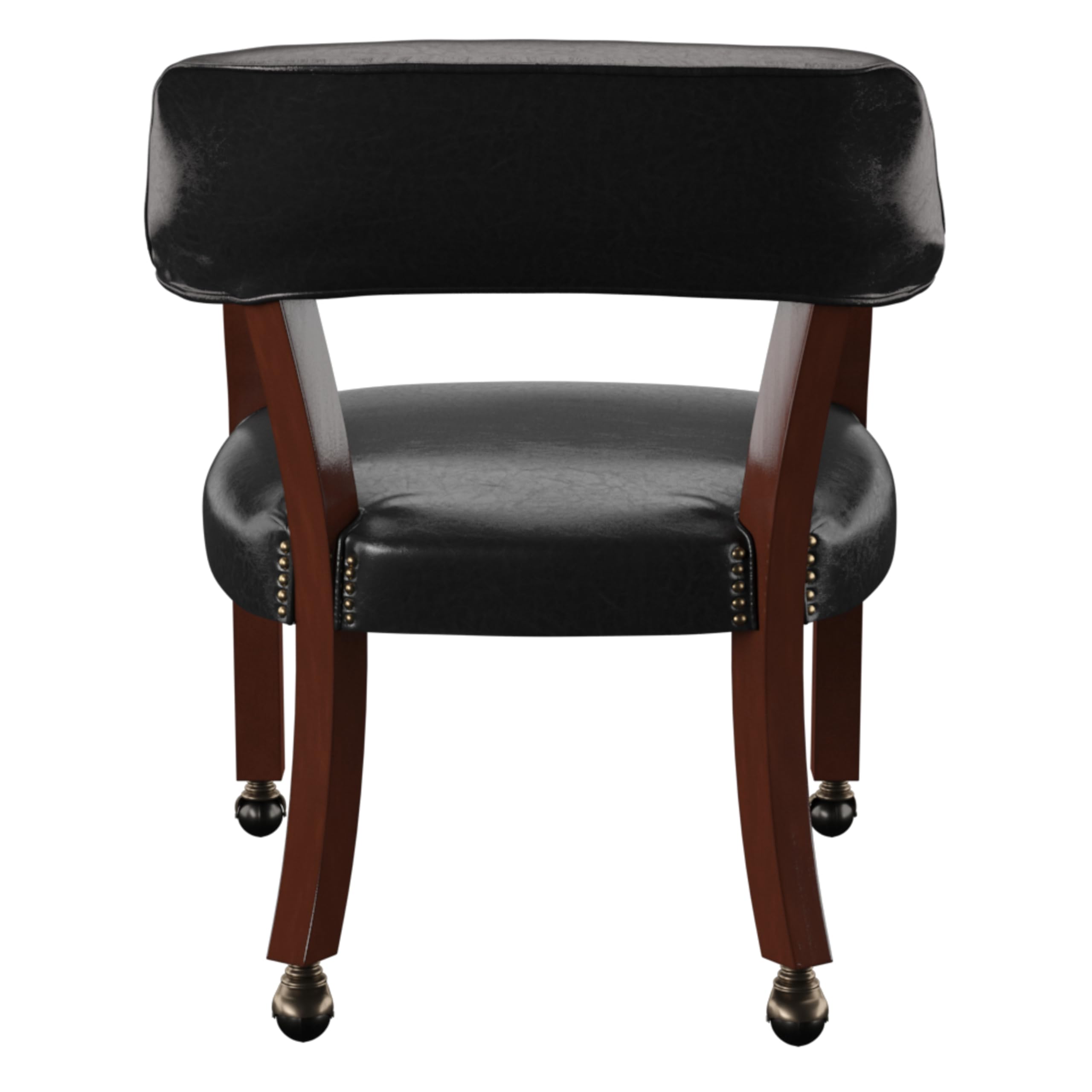 Steve Silver Co Tournament Arm Dining Chair with Casters - Upholstered Vegan Leather with Nailhead Trim - 25